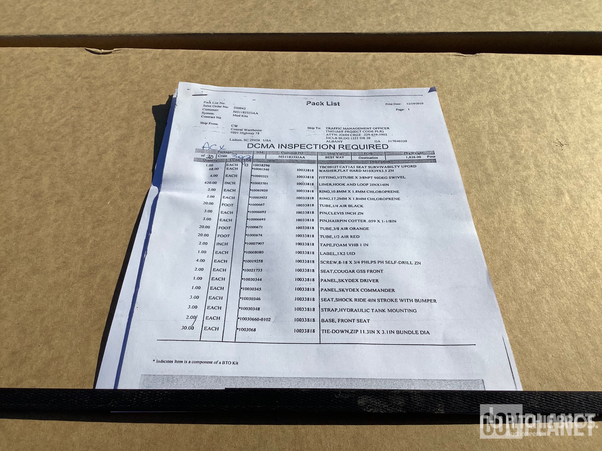 (2) Global Seating Systems 35N1-555NN05-1D MRAP Seat Survivability Upgrade Kits