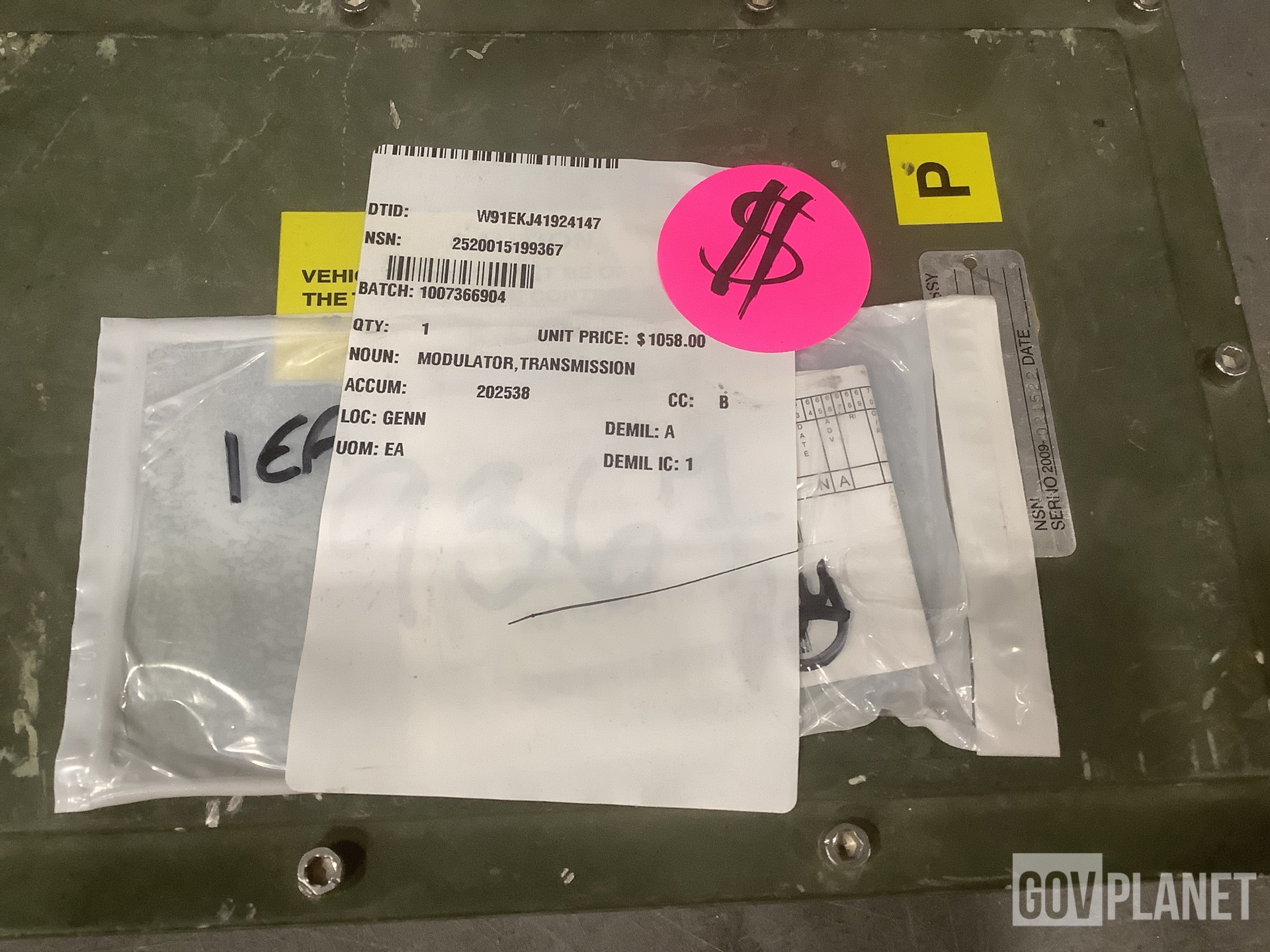 (1) Wheel, (2) Mounting Plates, (1) Modulator & Assorted Items