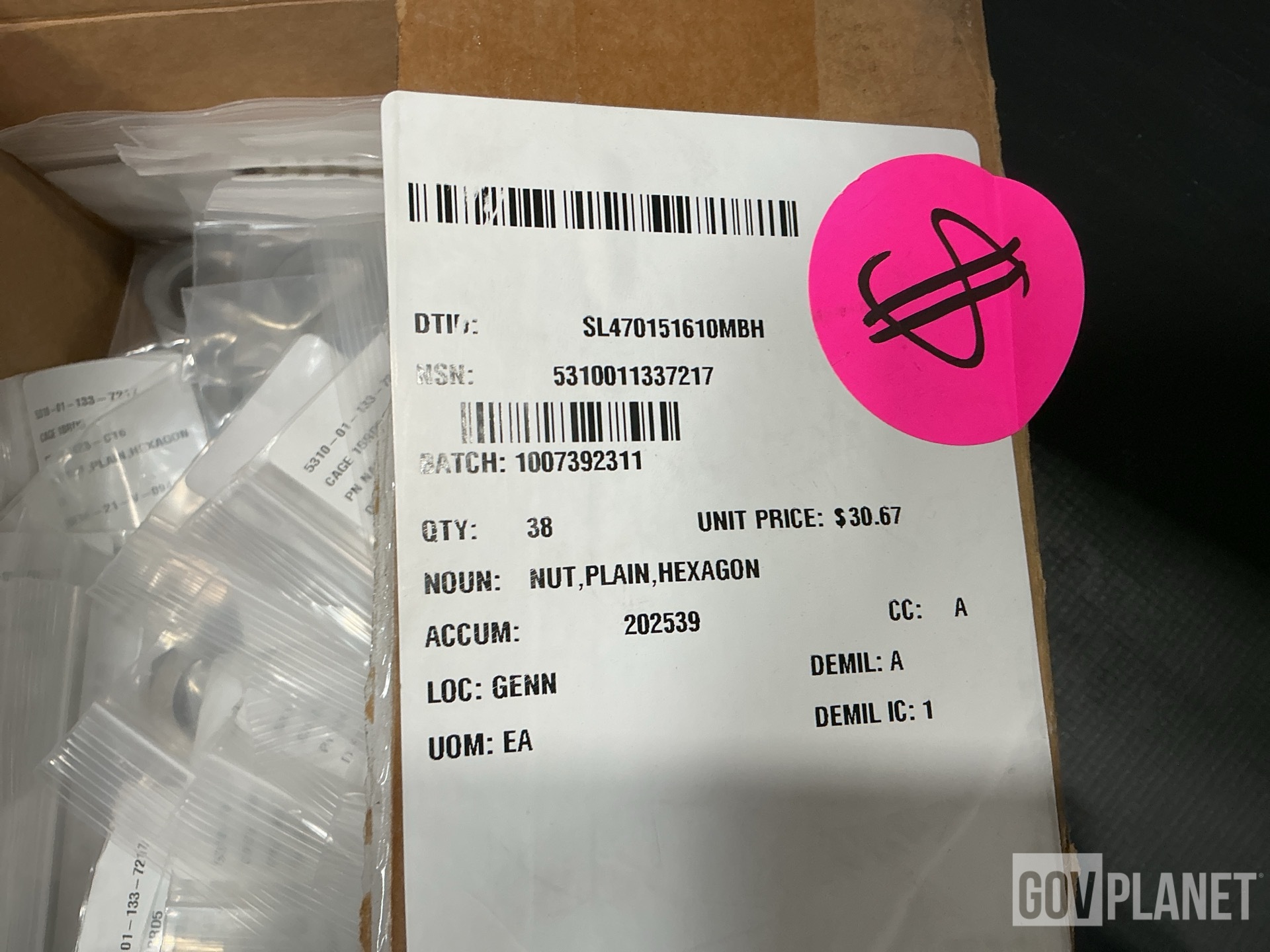(3) Battery Frames, (2) Stand Bases, (38) Hexagon Plain Nuts & Assorted Items