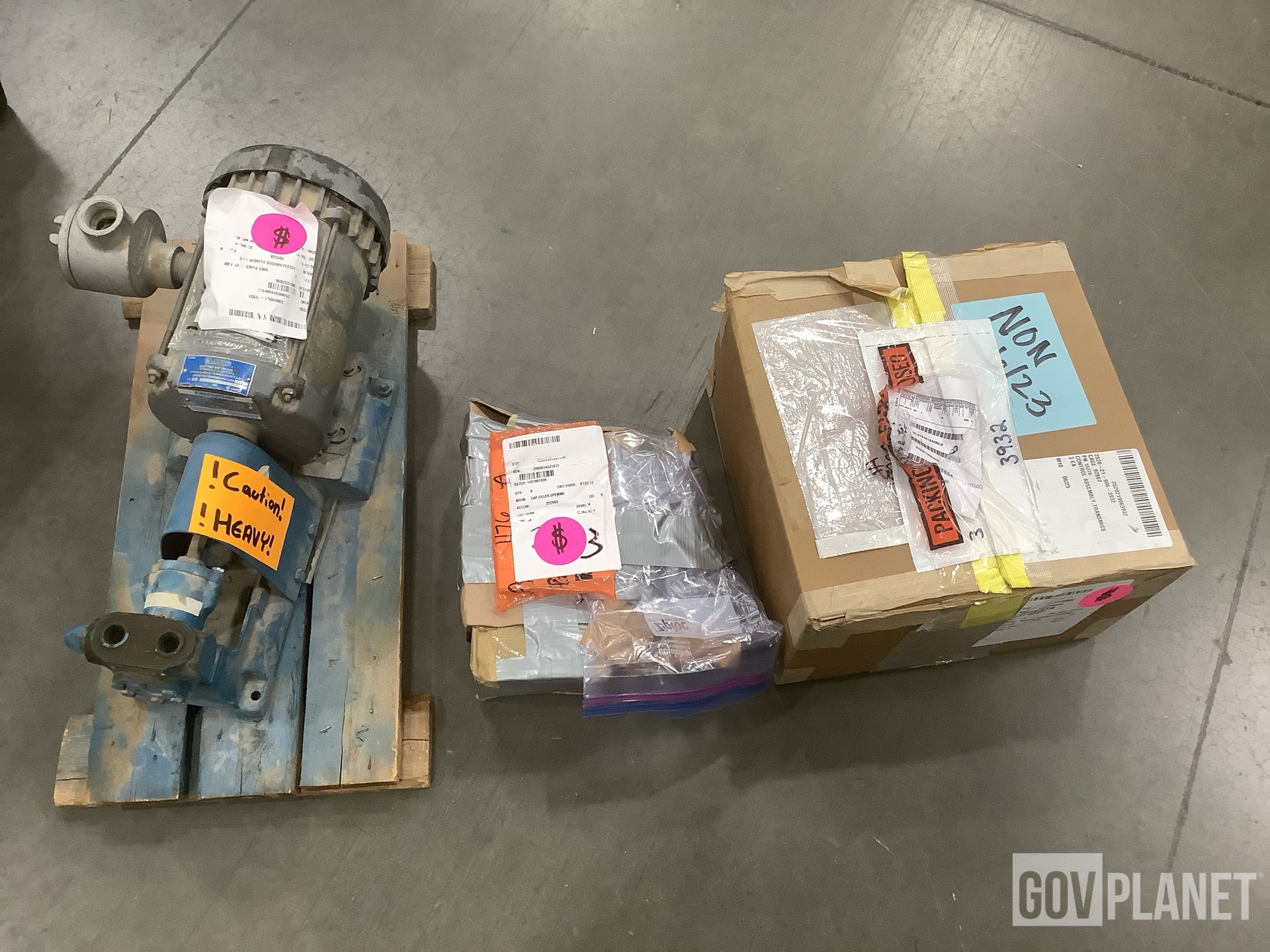 (1) Pump Assembly, (3) Control Assemblies, (8) Caps & Assorted Items