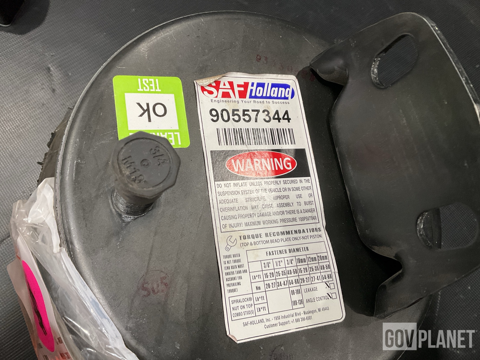 (8) Safety Belts, (1) Wheel Hub, (2) Air Springs & Assorted Items