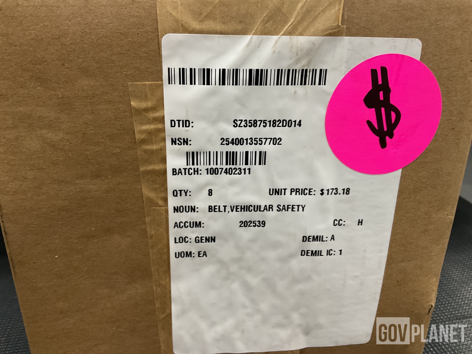 (8) Safety Belts, (1) Wheel Hub, (2) Air Springs & Assorted Items