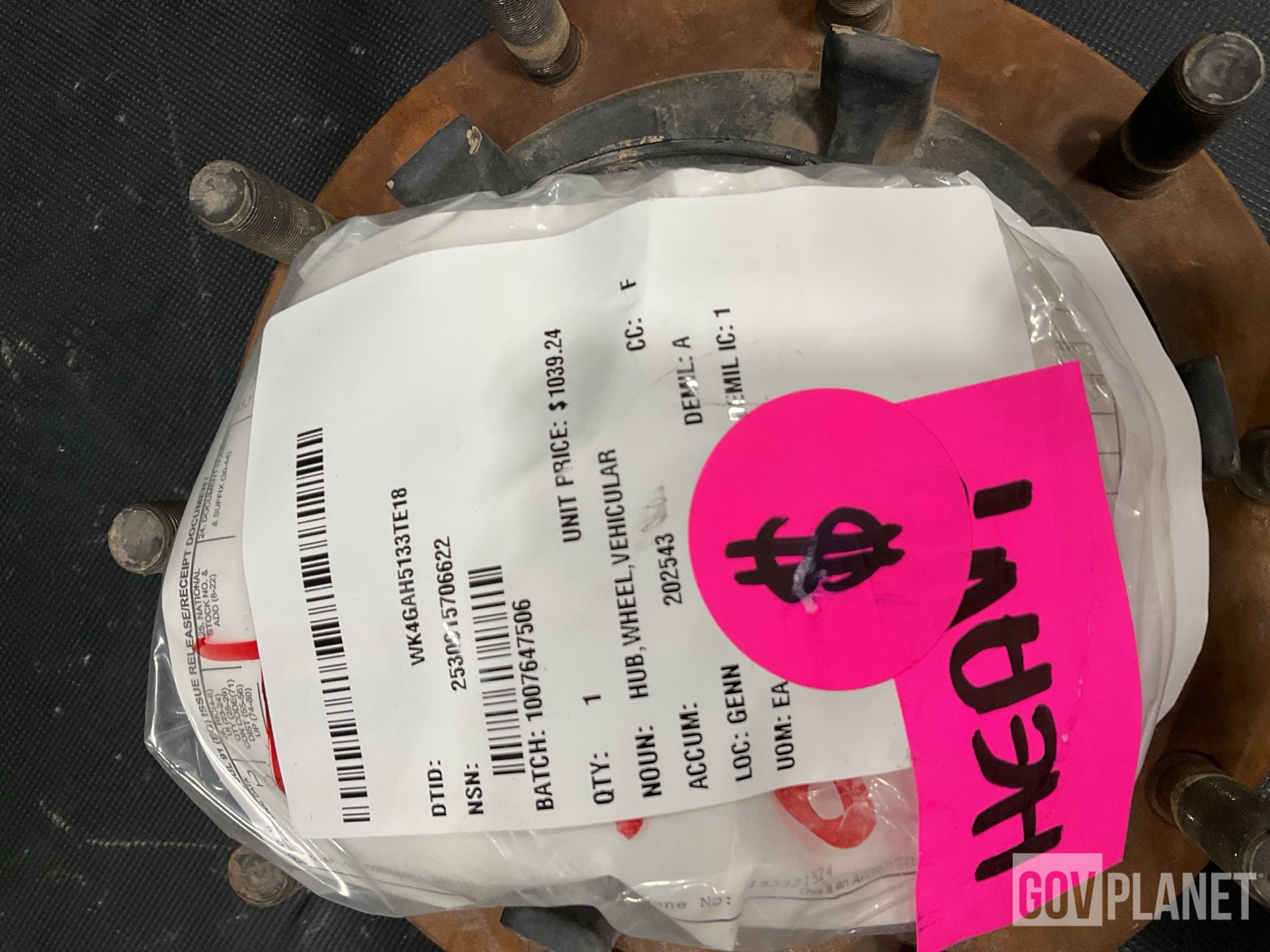(8) Safety Belts, (1) Wheel Hub, (2) Air Springs & Assorted Items