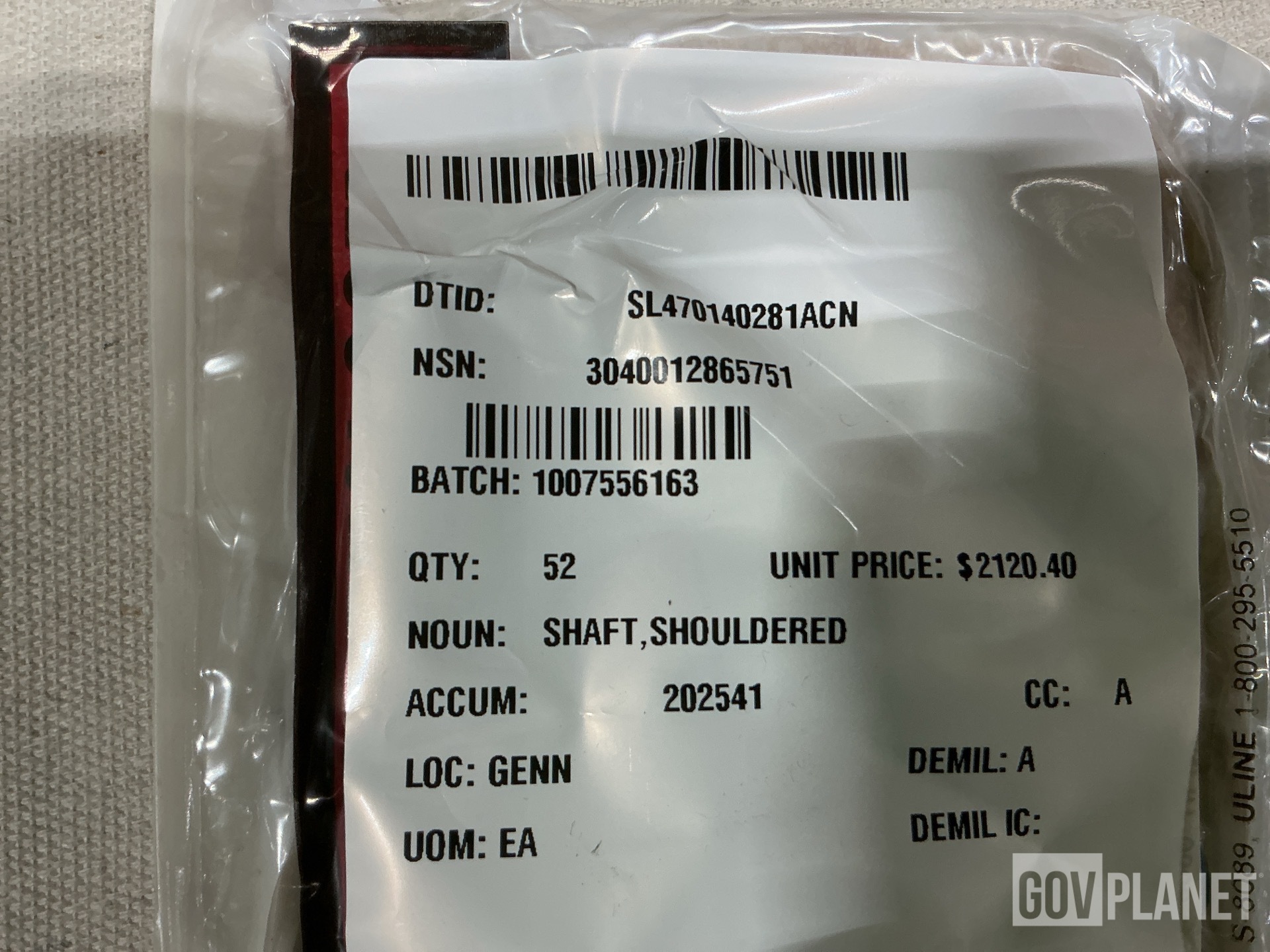 (52) 12364318 Shouldered Shafts