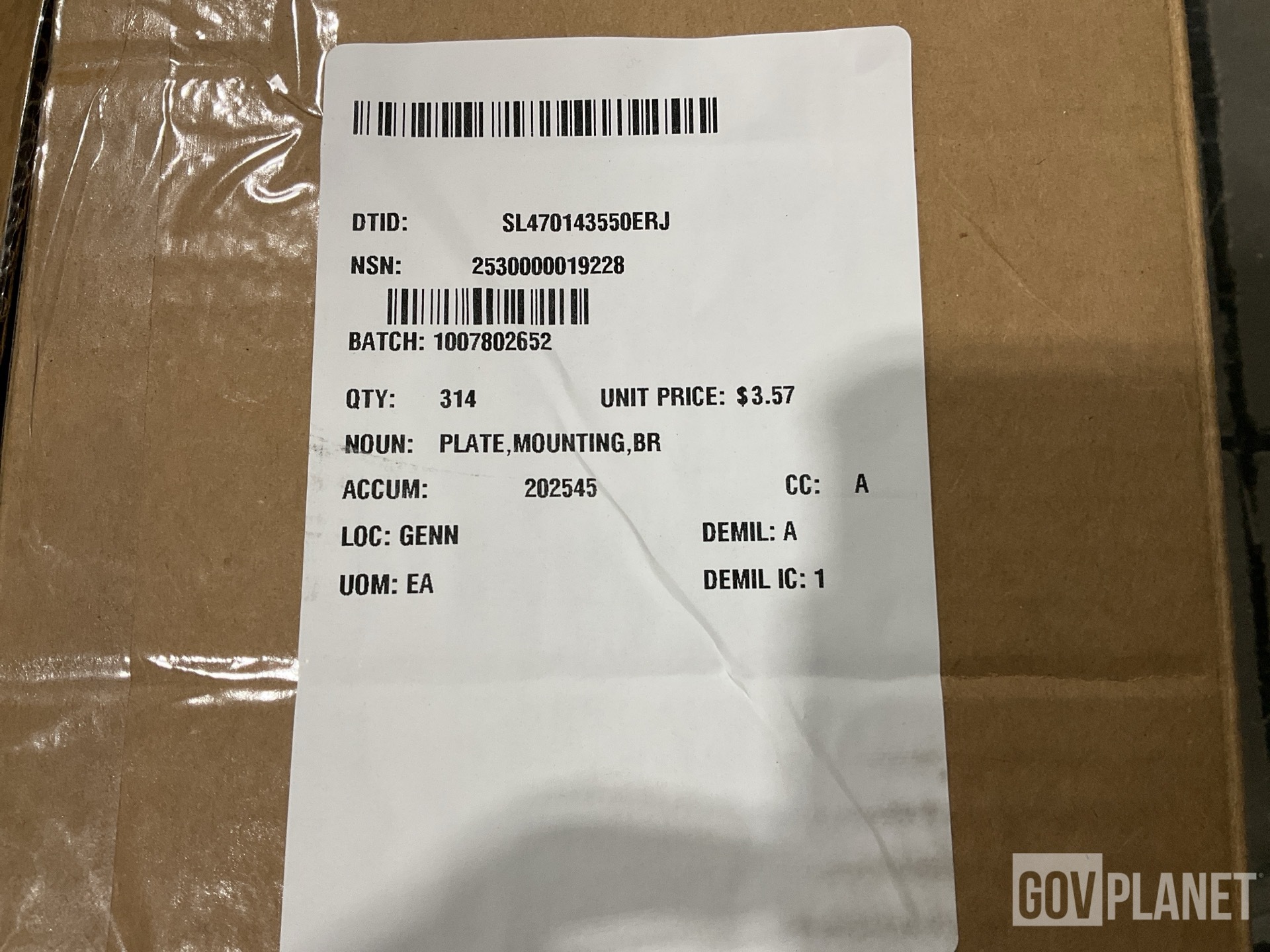 (74) Incandescent Lamps, (7) Headlights, (314) Brake Plates & Assorted Items