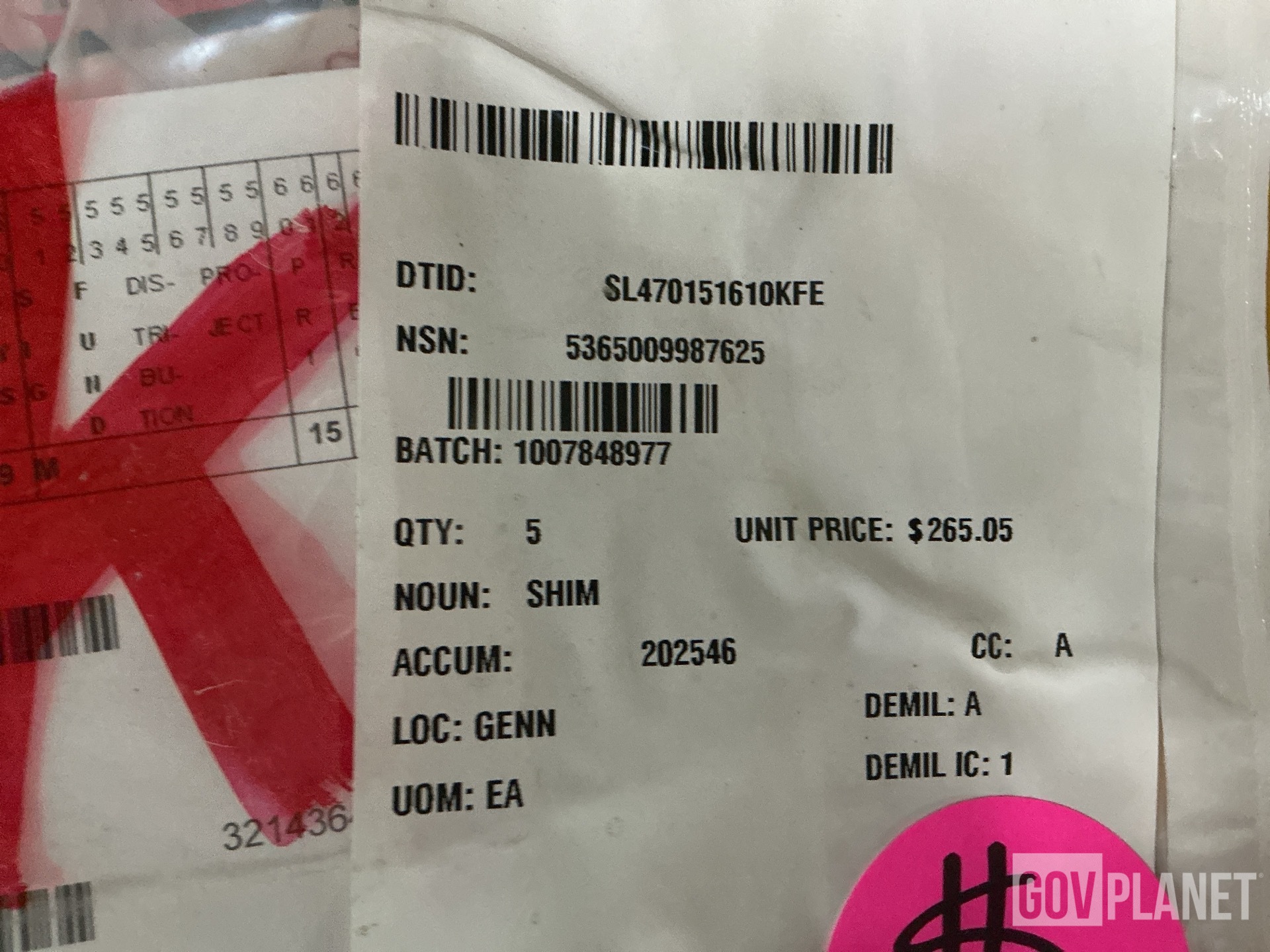 (132) Shims, (82) Extension Springs, (36) Spacers & Assorted Items