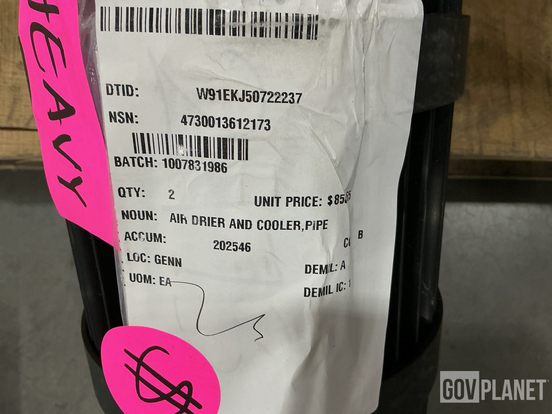 (2) Air Drier & Coolers, (1) Elbow, (4) Heating Elements & Assorted Items