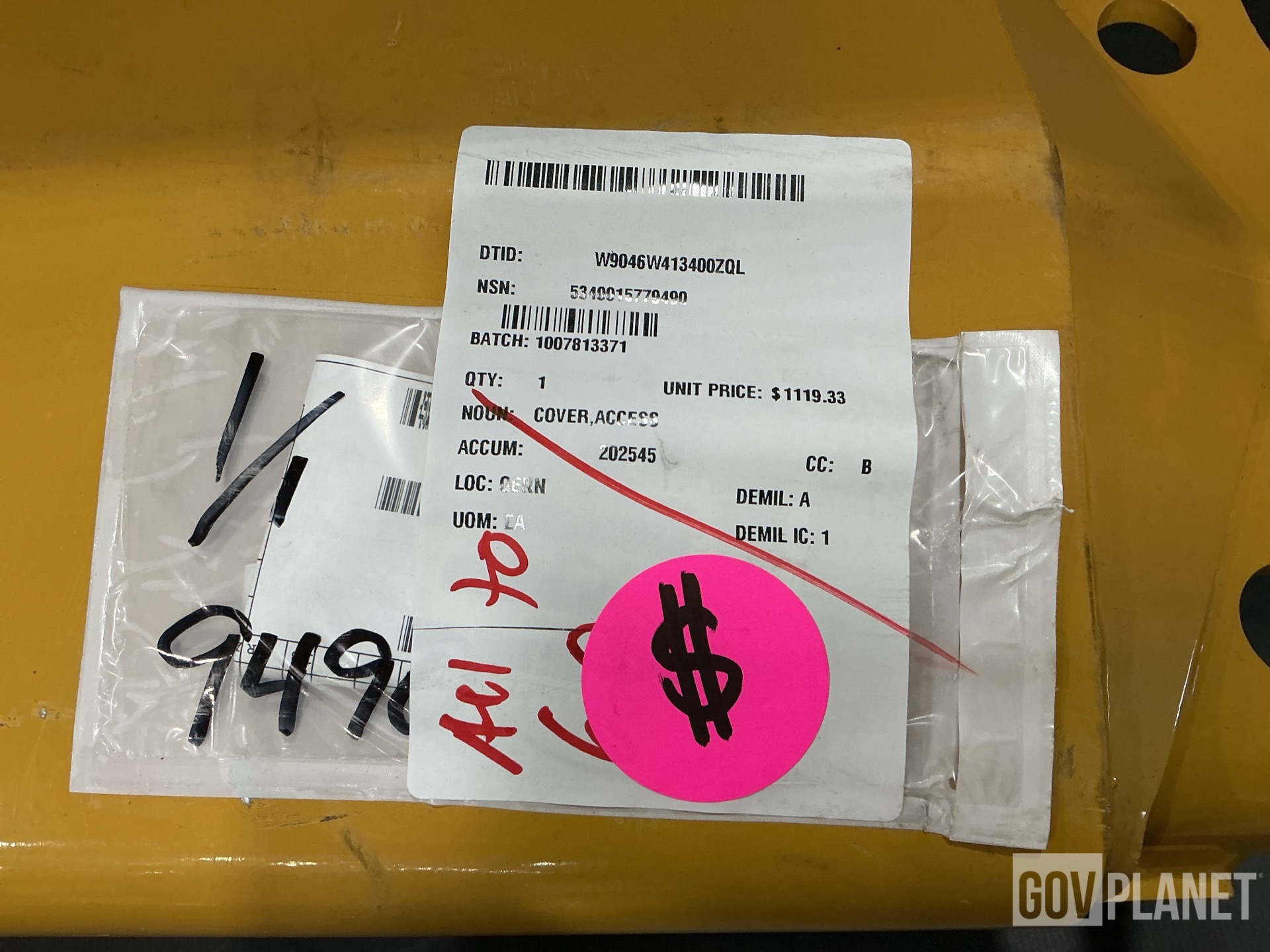 (1) Access Cover, (1) Air Filter Unit, (1) Drum Winch & Assorted Items