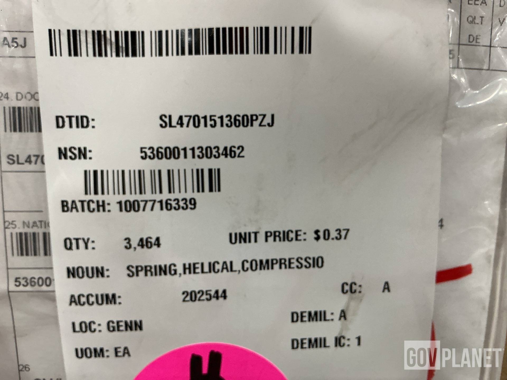 (2) Mounting Bases, (3,464) Springs, (7) Sleeve Spacers & Assorted Items