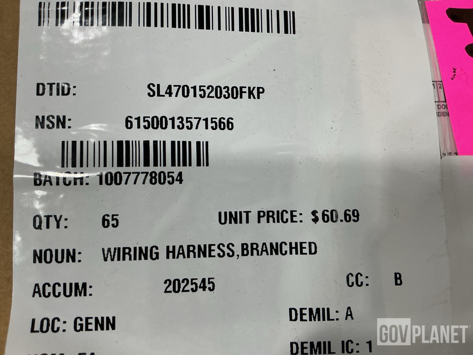 (65) Oshkosh 1875650 Branched Wiring Harnesses