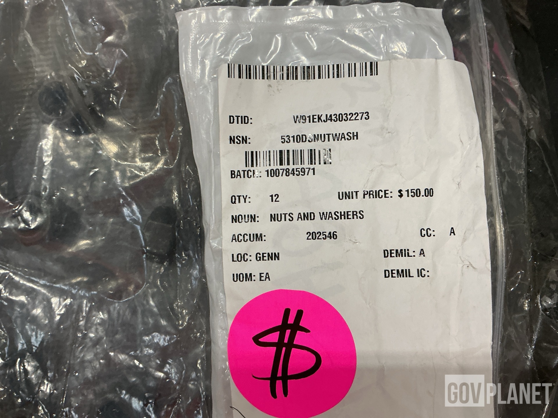 (12) Nuts & Washers, (86) Sleeve Spacers, (1) Cylinder Assembly & Assorted Items