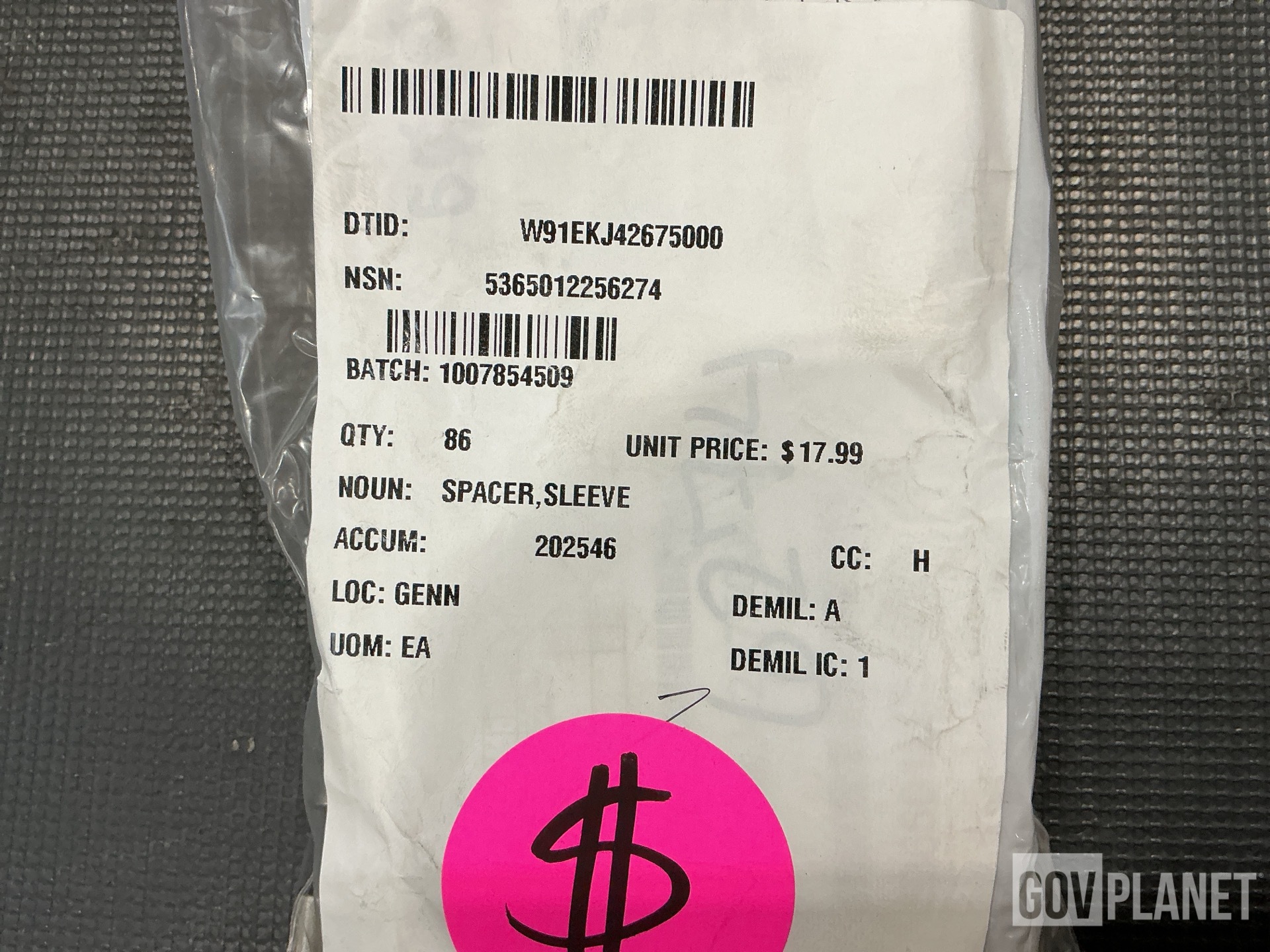 (12) Nuts & Washers, (86) Sleeve Spacers, (1) Cylinder Assembly & Assorted Items