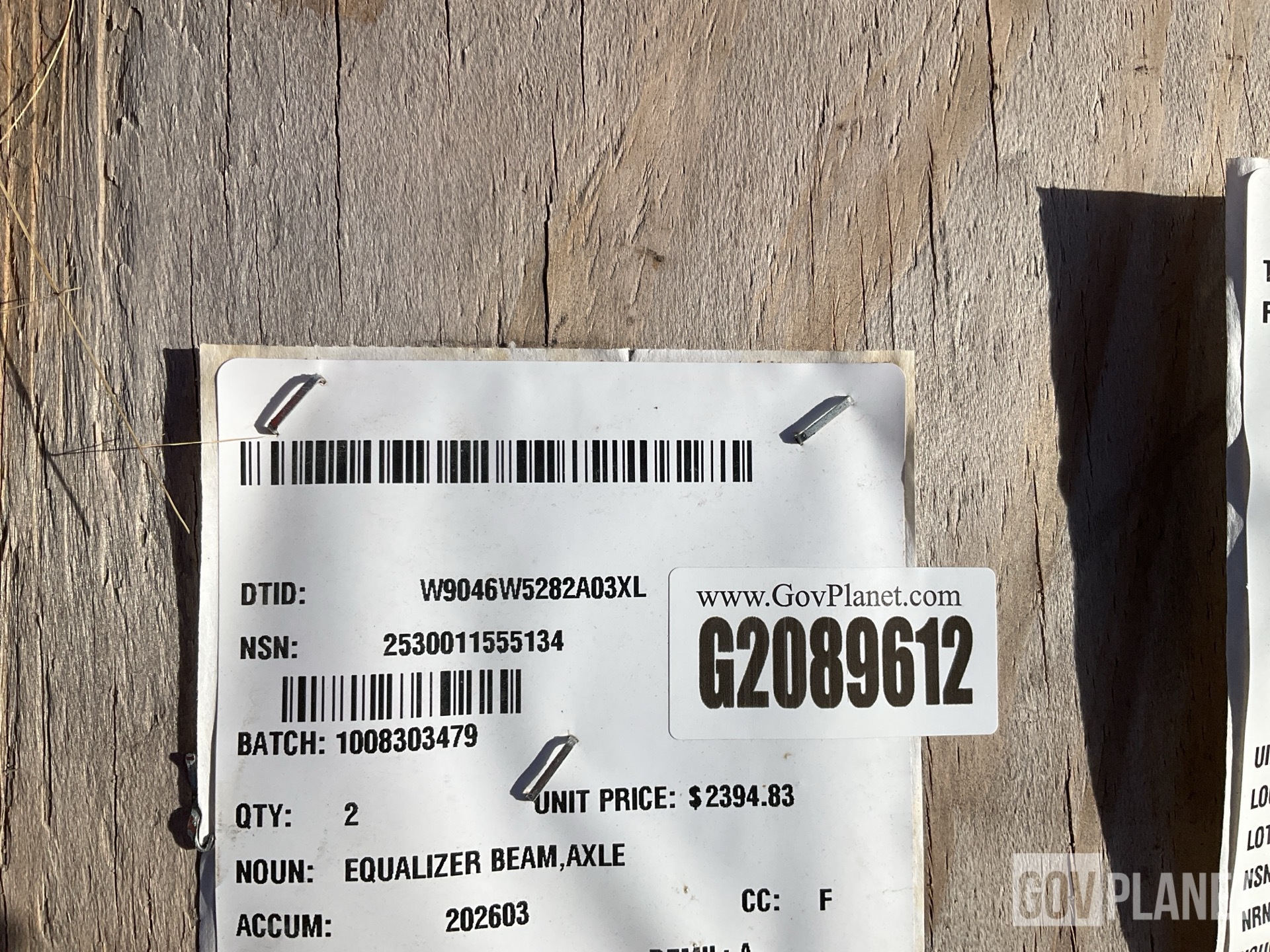 (2) Oshkosh 1716330 Axle Equalizer Beams