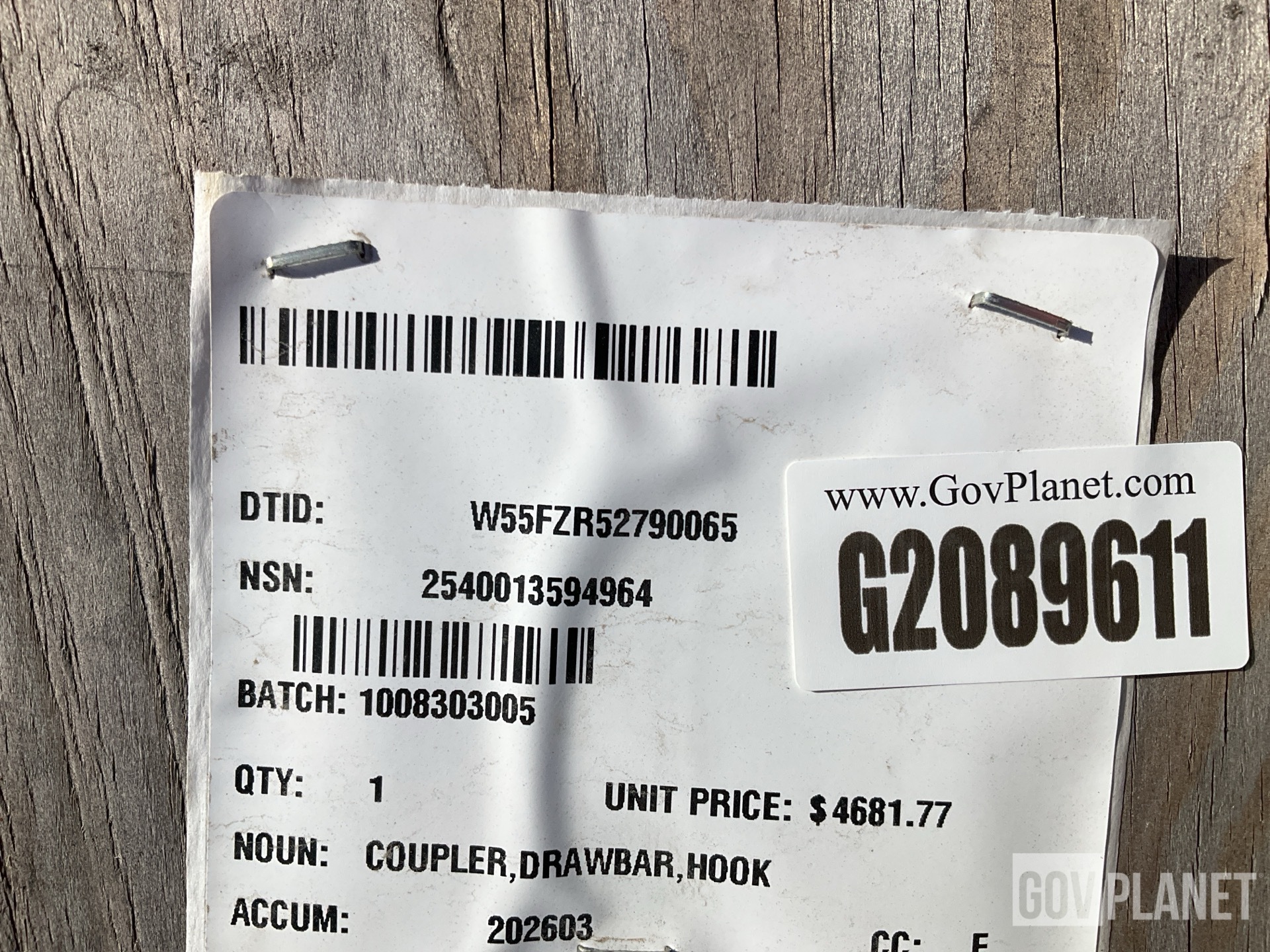 Oshkosh 1910310 Drawbar Coupler