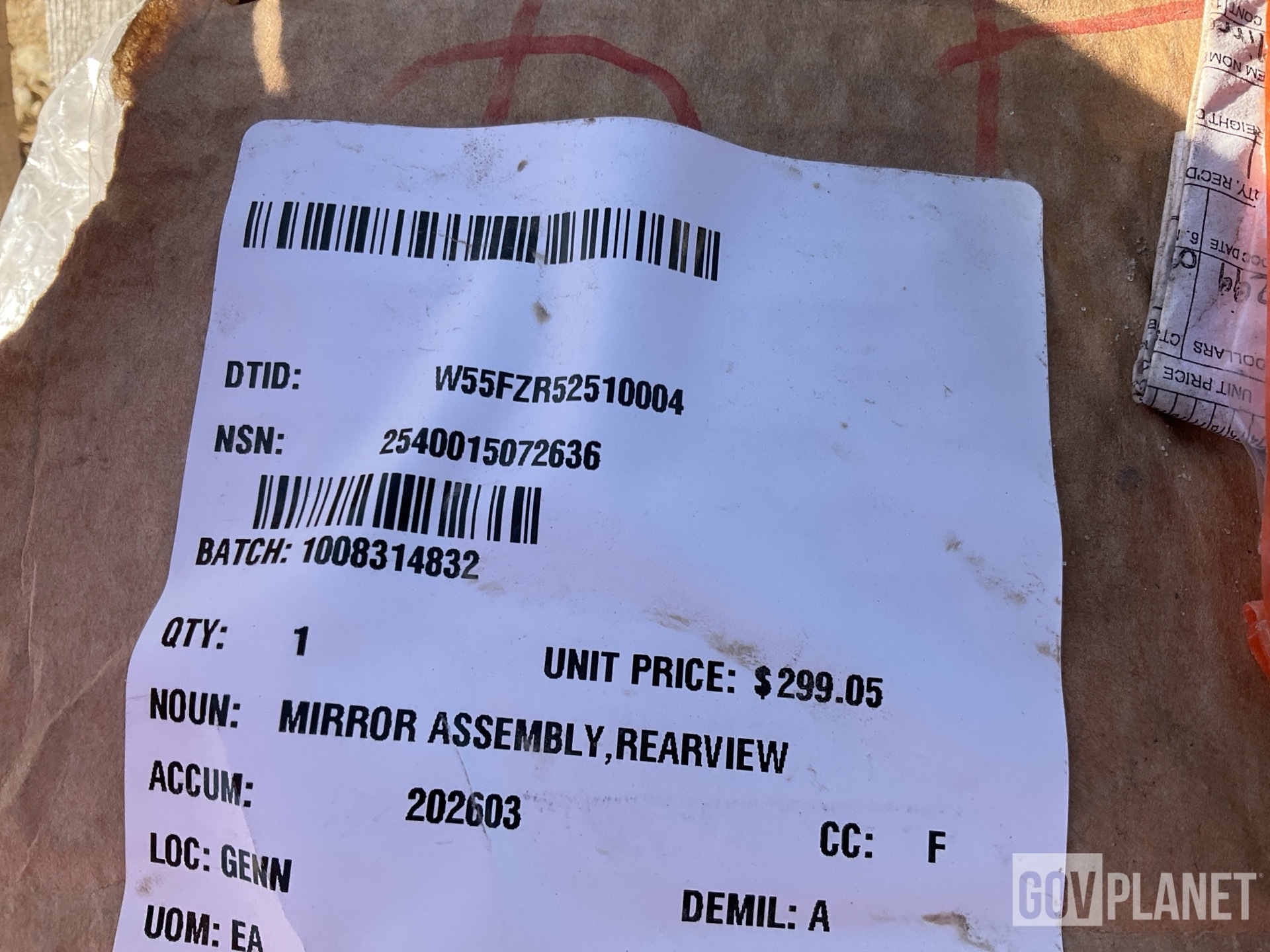 Oshkosh 3467918 Rearview Mirror Assembly