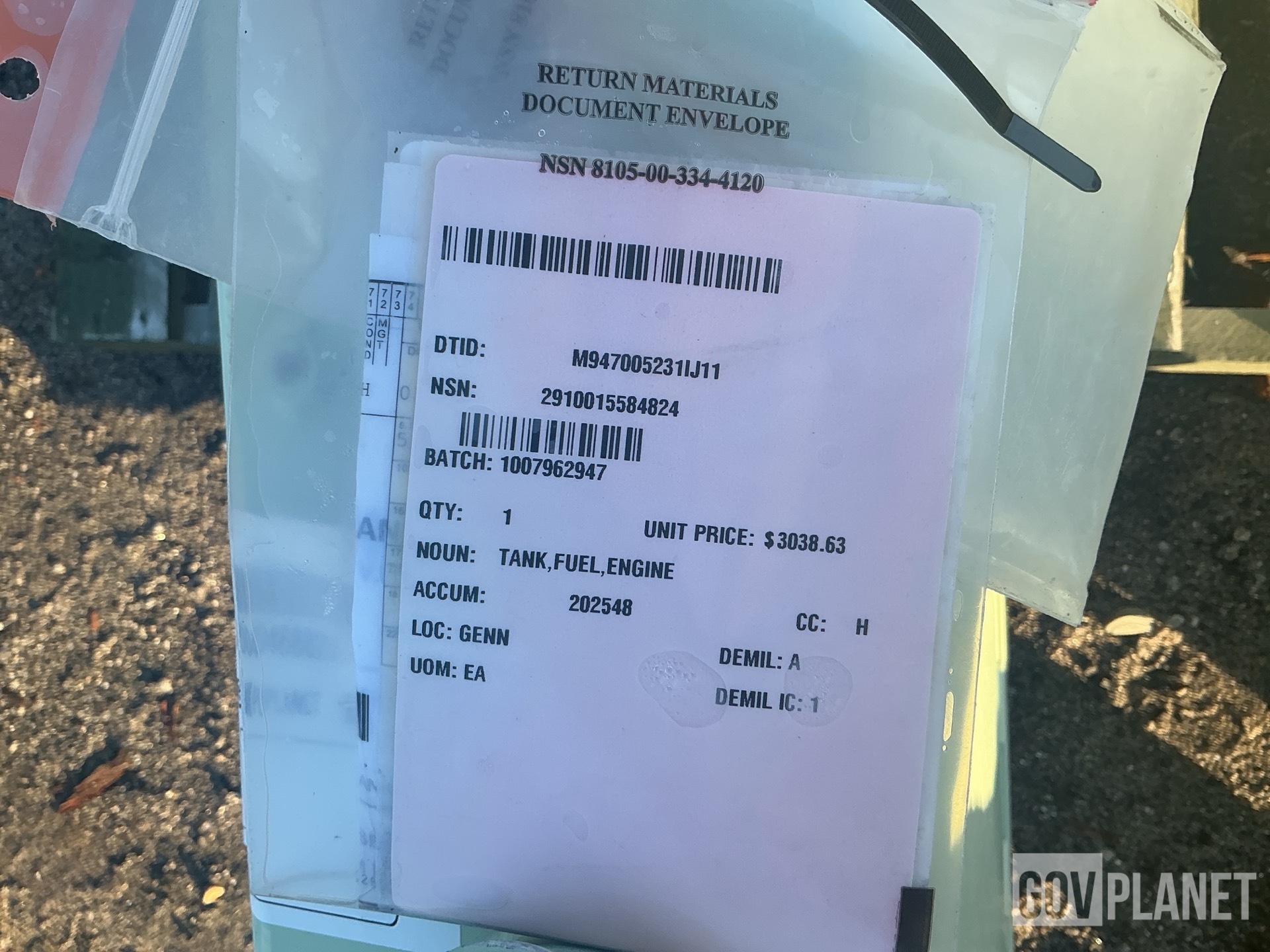 Oshkosh 3646245 Fuel Tank