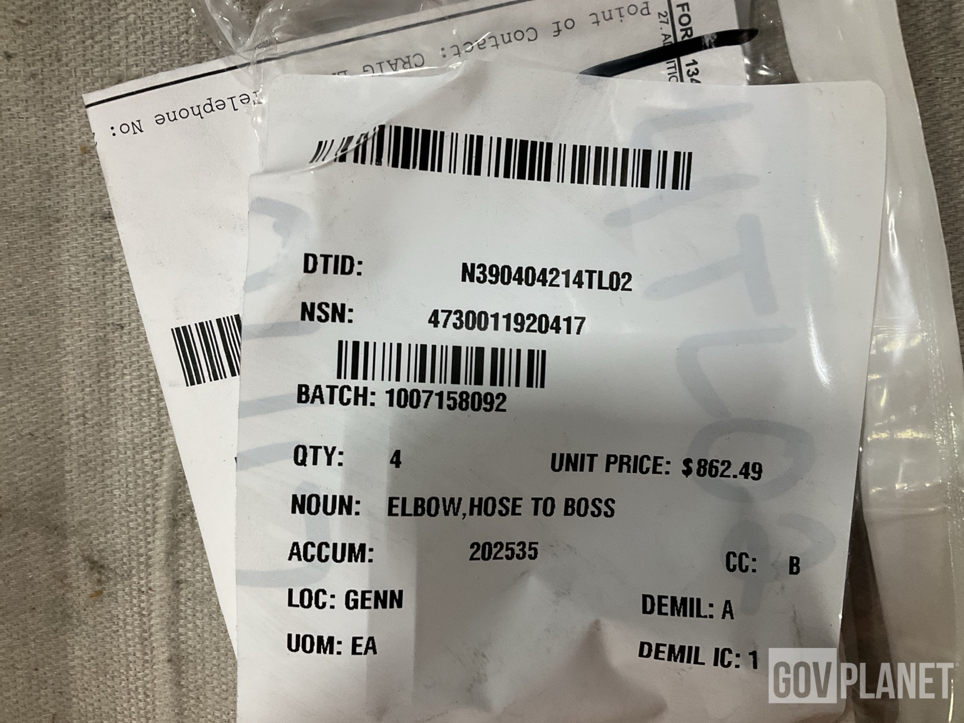 (4) Custom Hydraulic & Machine CMC-4-5903-1/2-12 Hose to Boss Elbows