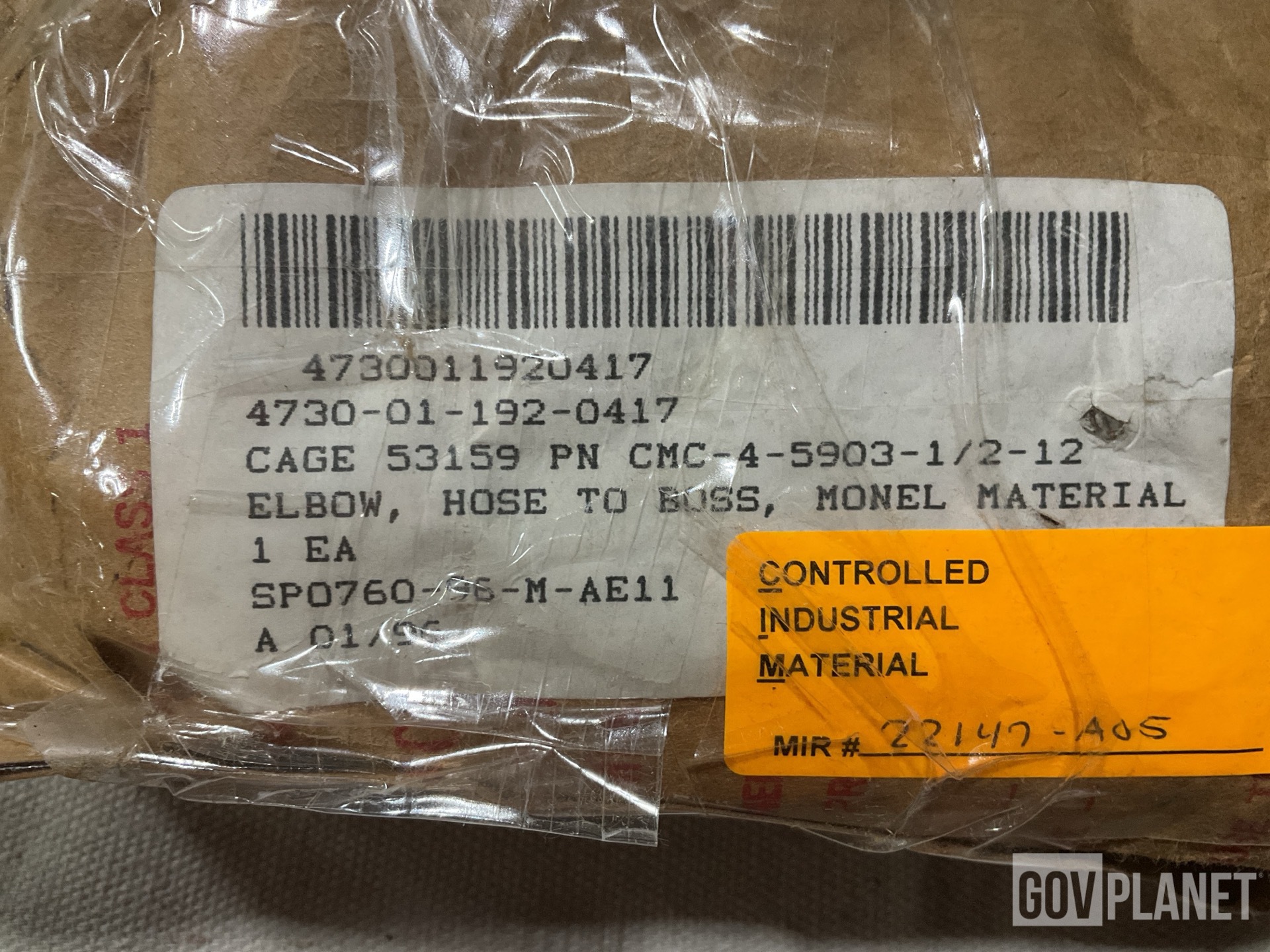 (4) Custom Hydraulic & Machine CMC-4-5903-1/2-12 Hose to Boss Elbows