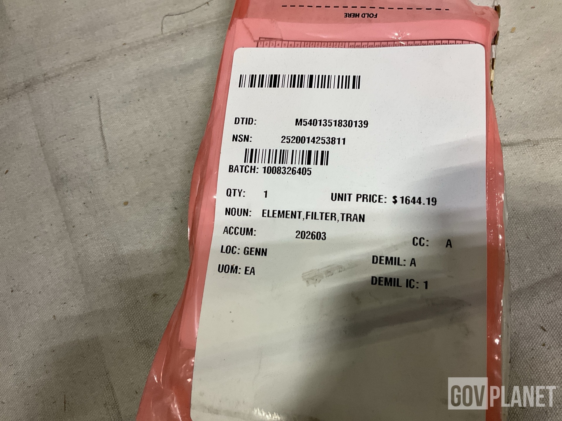 Triad Technologies 928197 Transmission Filter Element