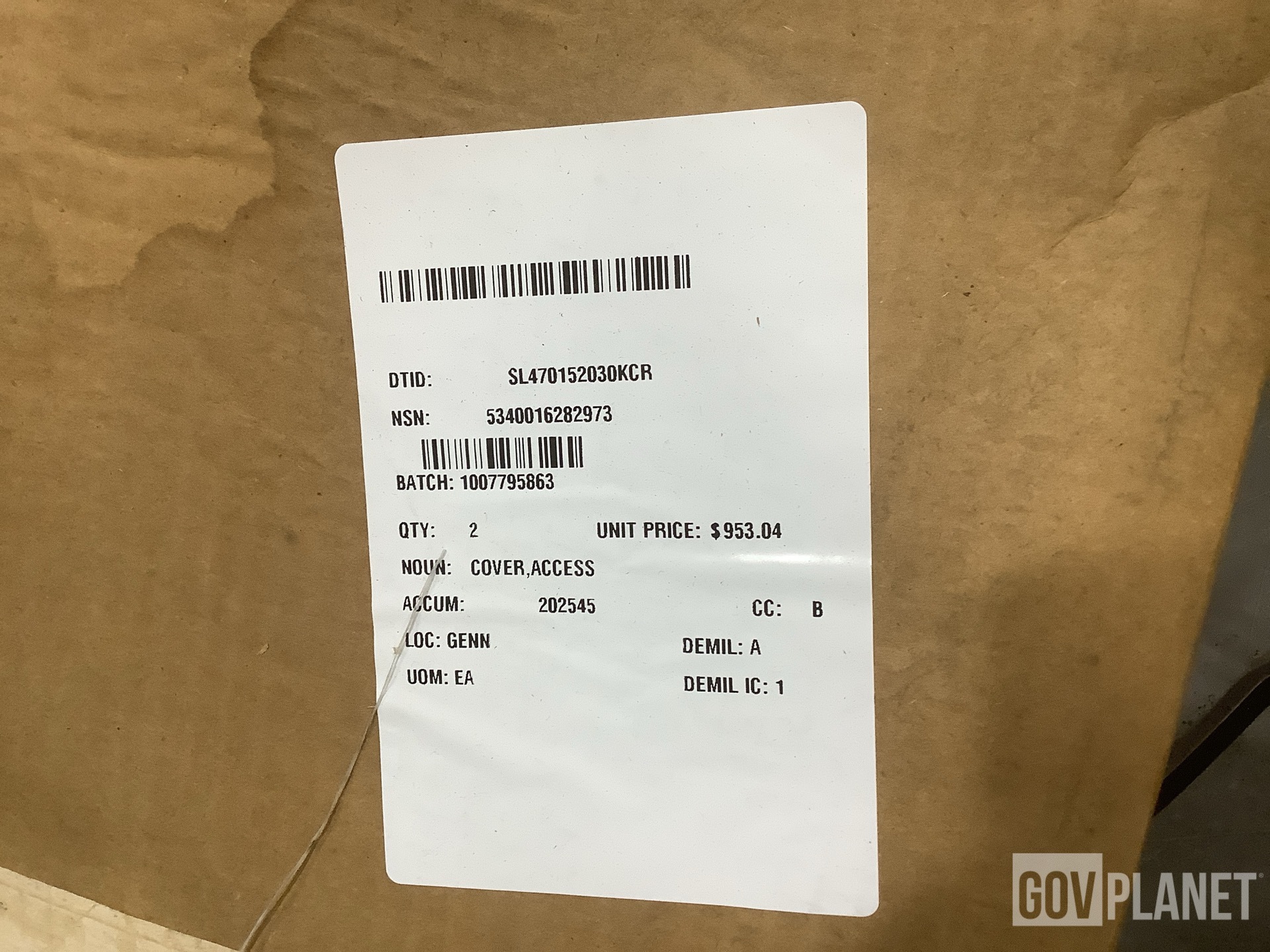 (2) 12503767-1 Access Covers