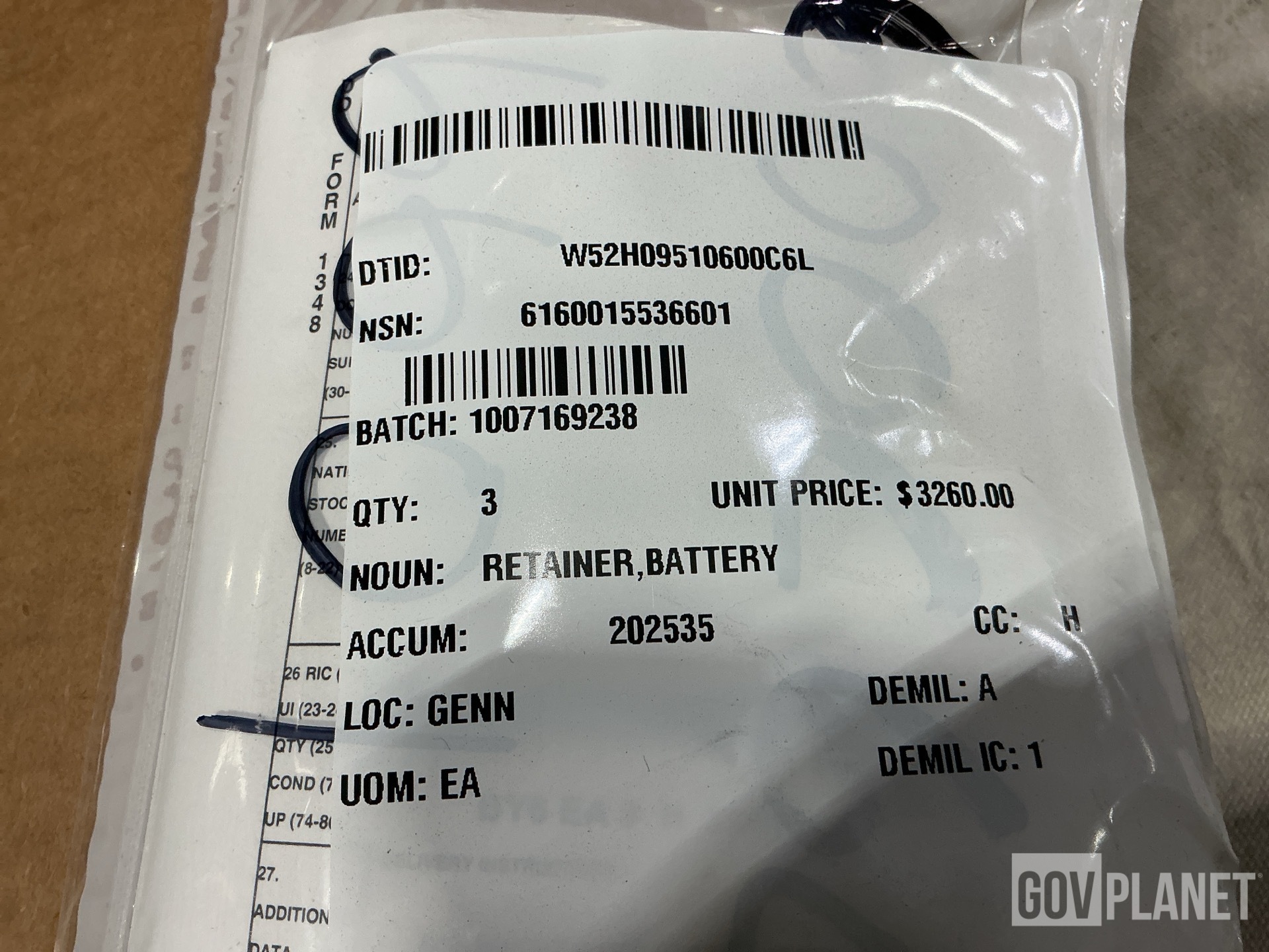 (3) General Dynamics 10059283 Battery Retainers