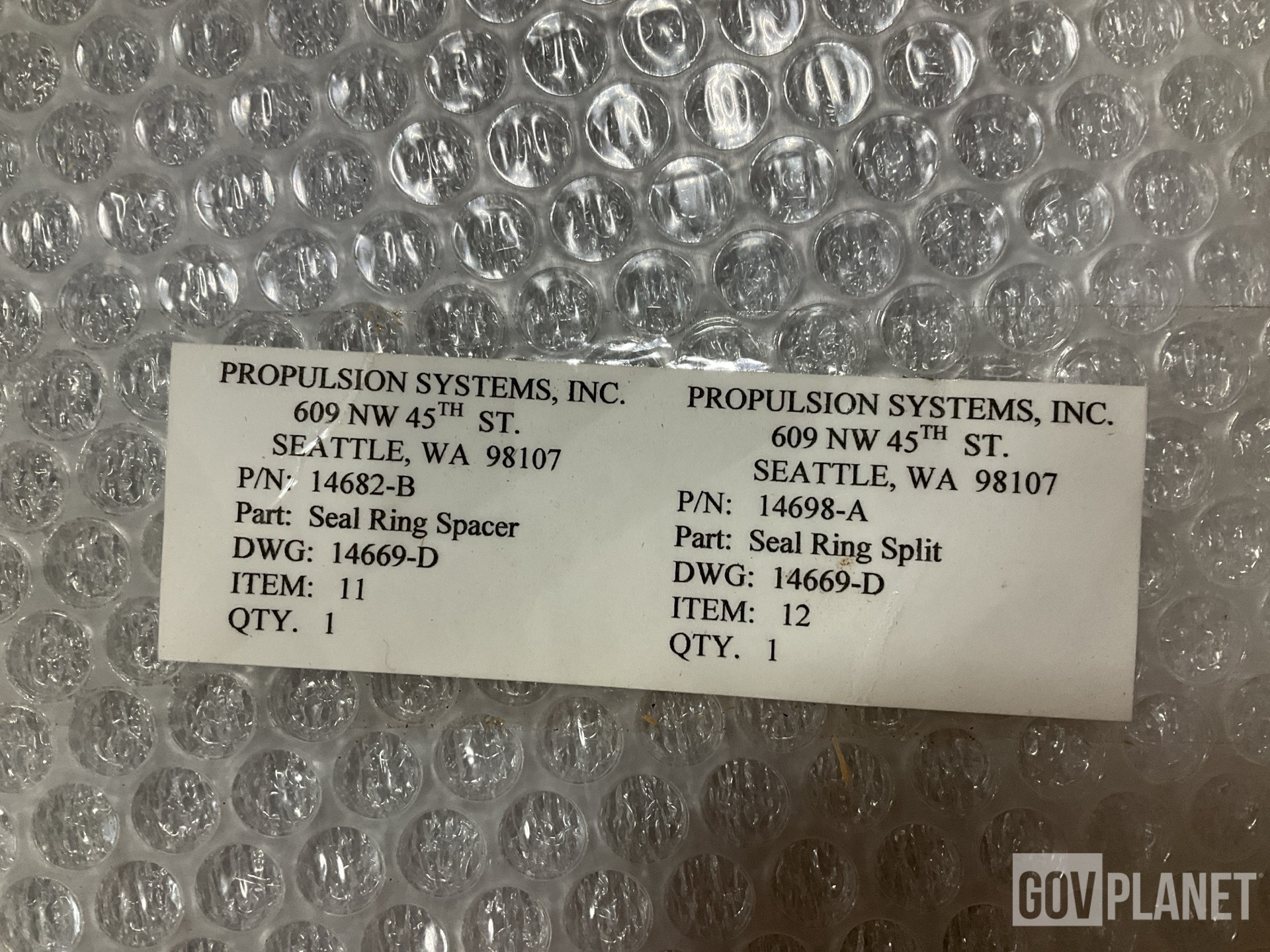 (2) Propulsion Systems 14682-B Seal Ring Spacers w/Splits