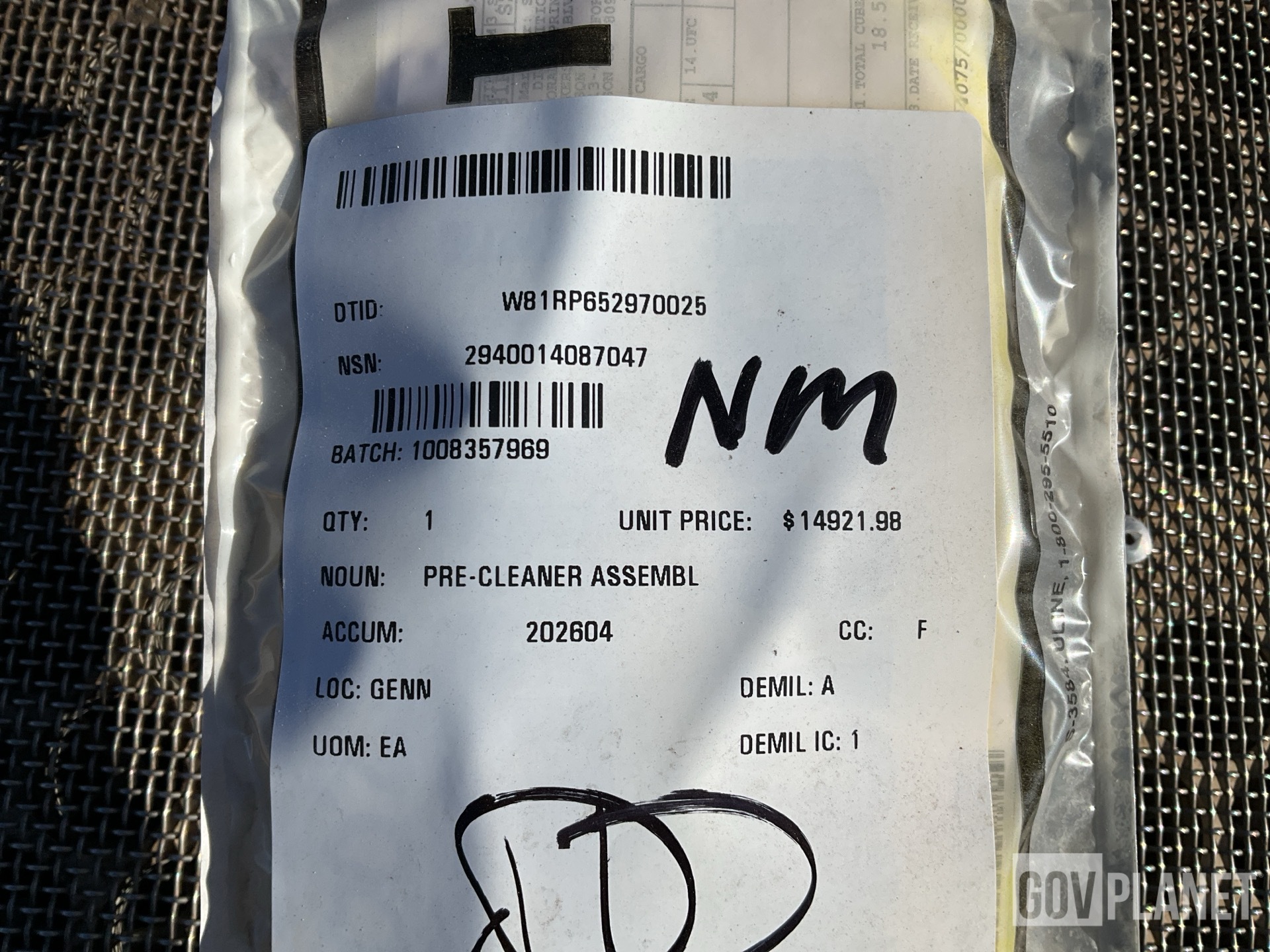 12388262 Pre-Cleaner Assembly