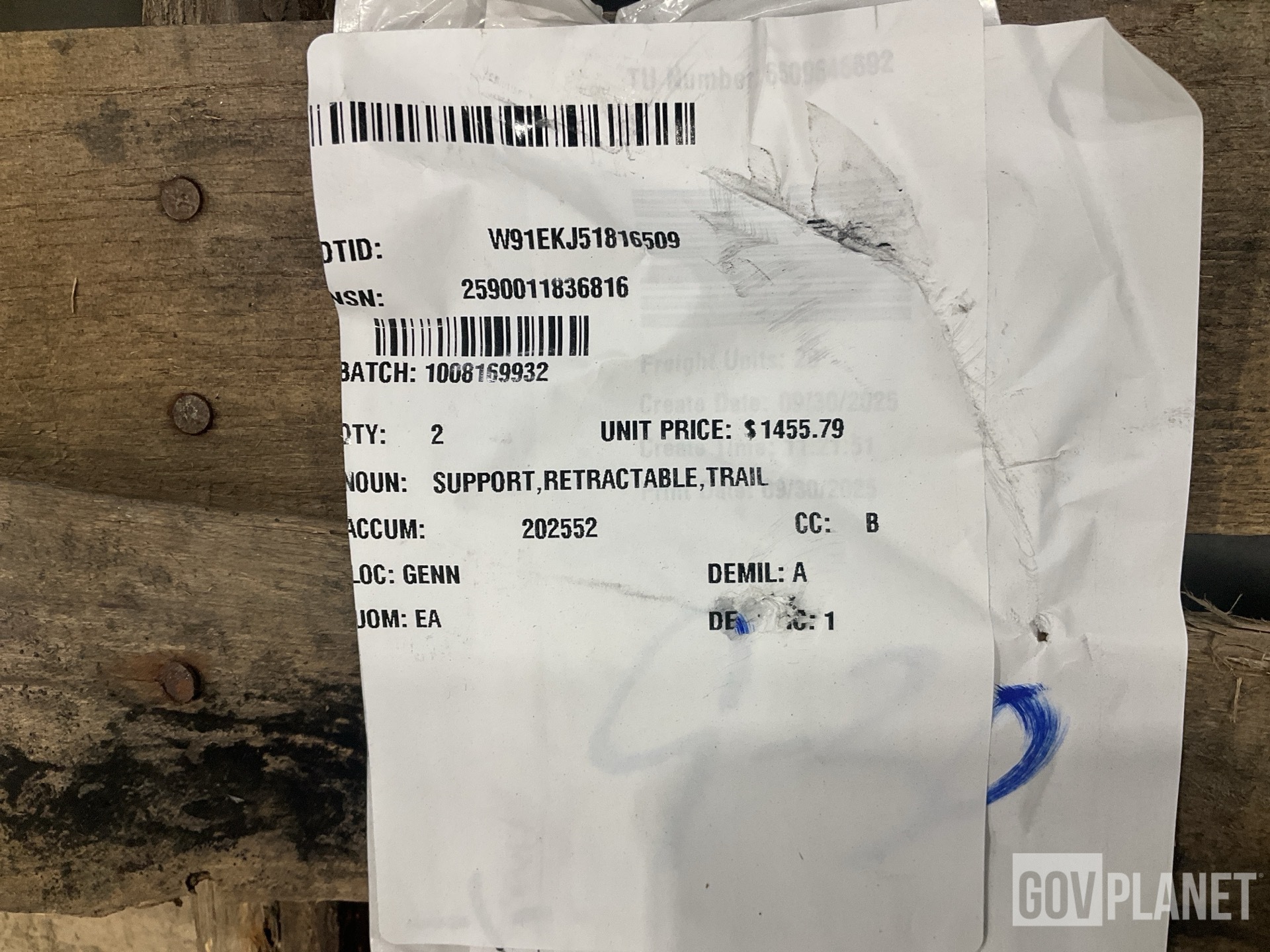 (2) 12259830 Trailer Retractable Supports