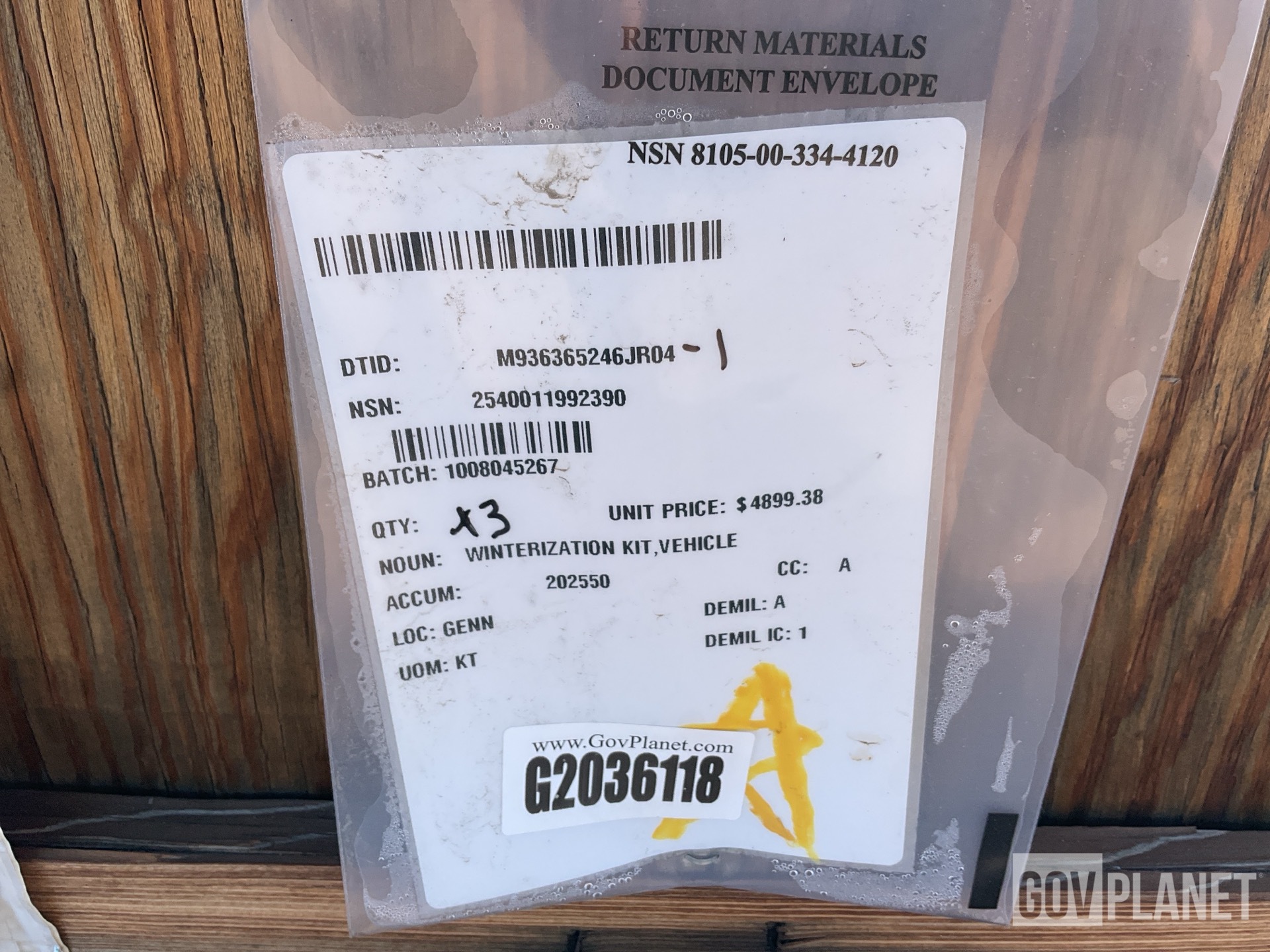 (3) AM General 5705692 Vehicle Winterization Kits