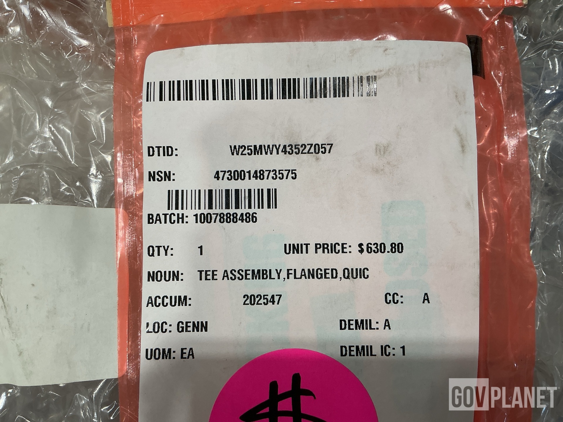 (1) Hose Assembly, (1) Reducer, (1) Tee Assembly & Assorted Items