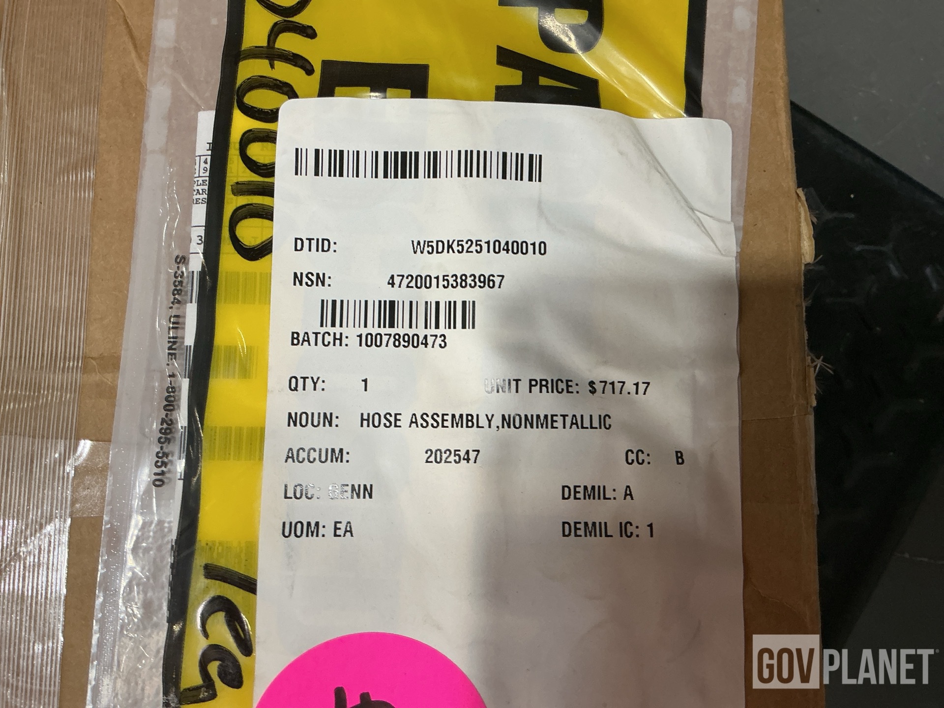 (1) Hose Assembly, (1) Reducer, (1) Tee Assembly & Assorted Items