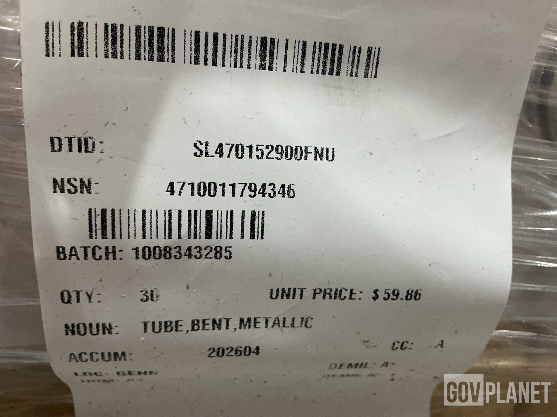 (30) AM General 12339147-2 Bent Metallic Tubes