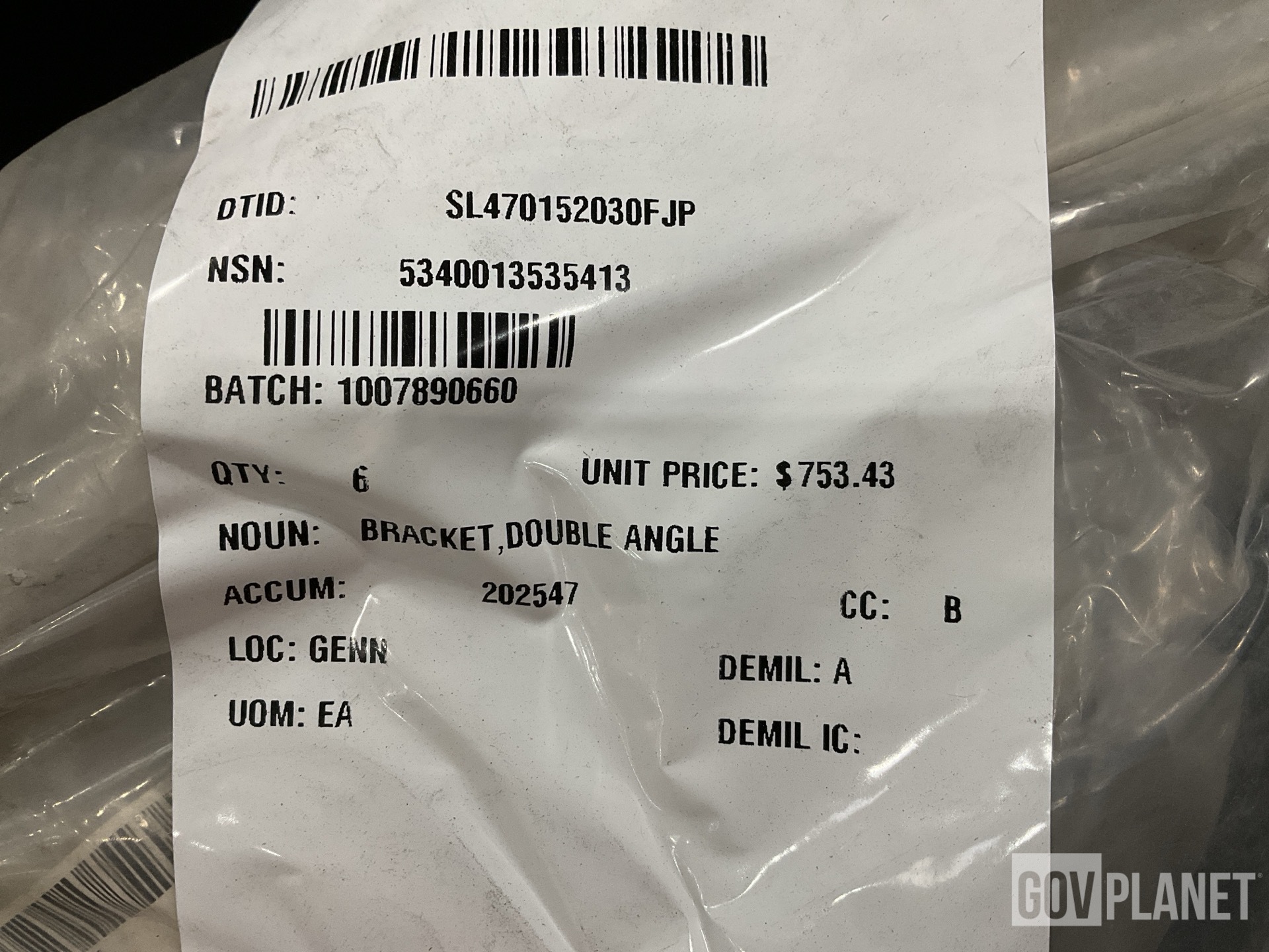 (6) Oshkosh 1871560 Double Angle Brackets