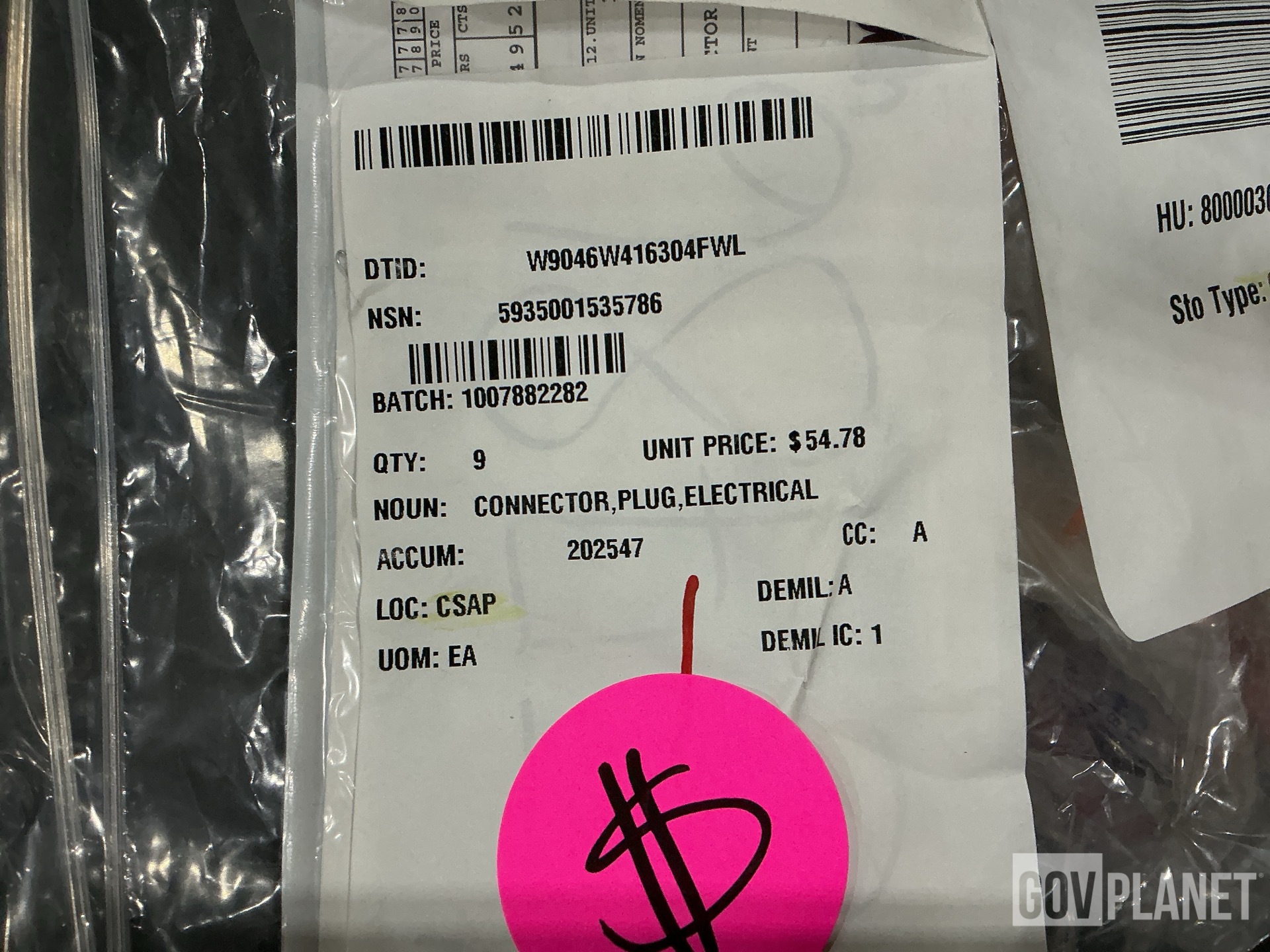 (4) Washers, (9) Electrical Plug Connectors & Assorted Items