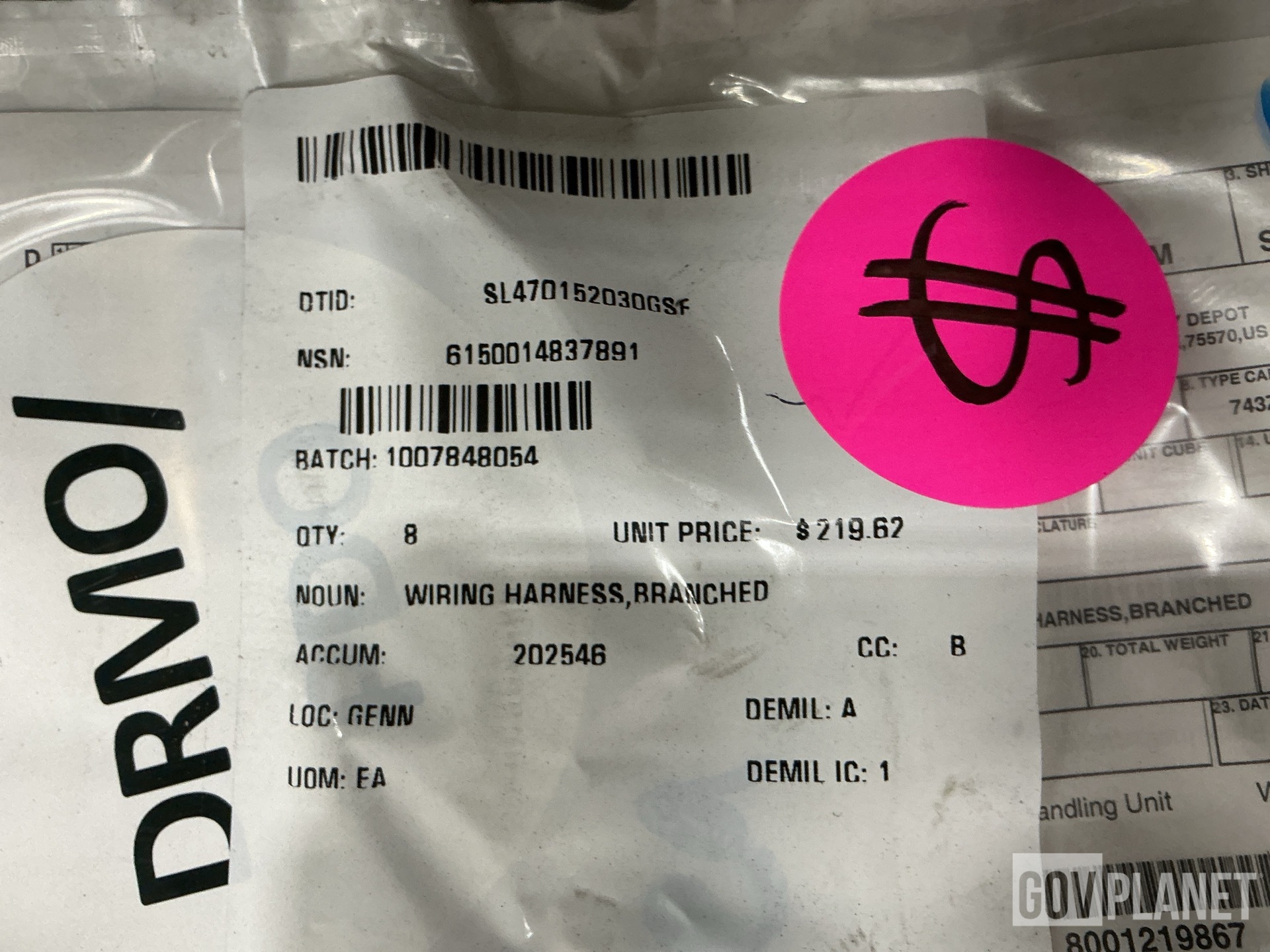 (8) Branched Wiring Harnesses, (18) Leaf Springs & Assorted Items