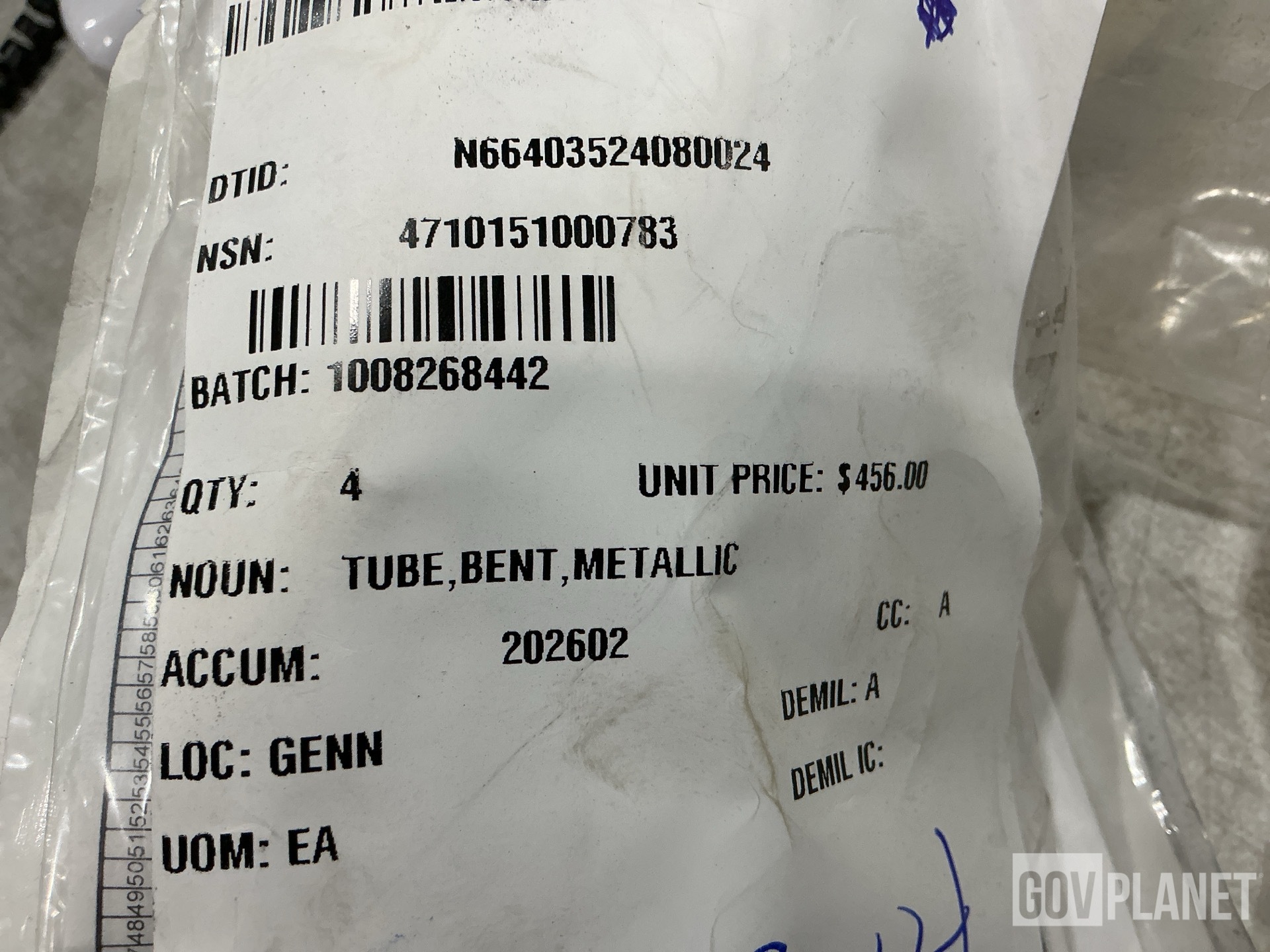 (4) 75679F91 Bent Metallic Tubes