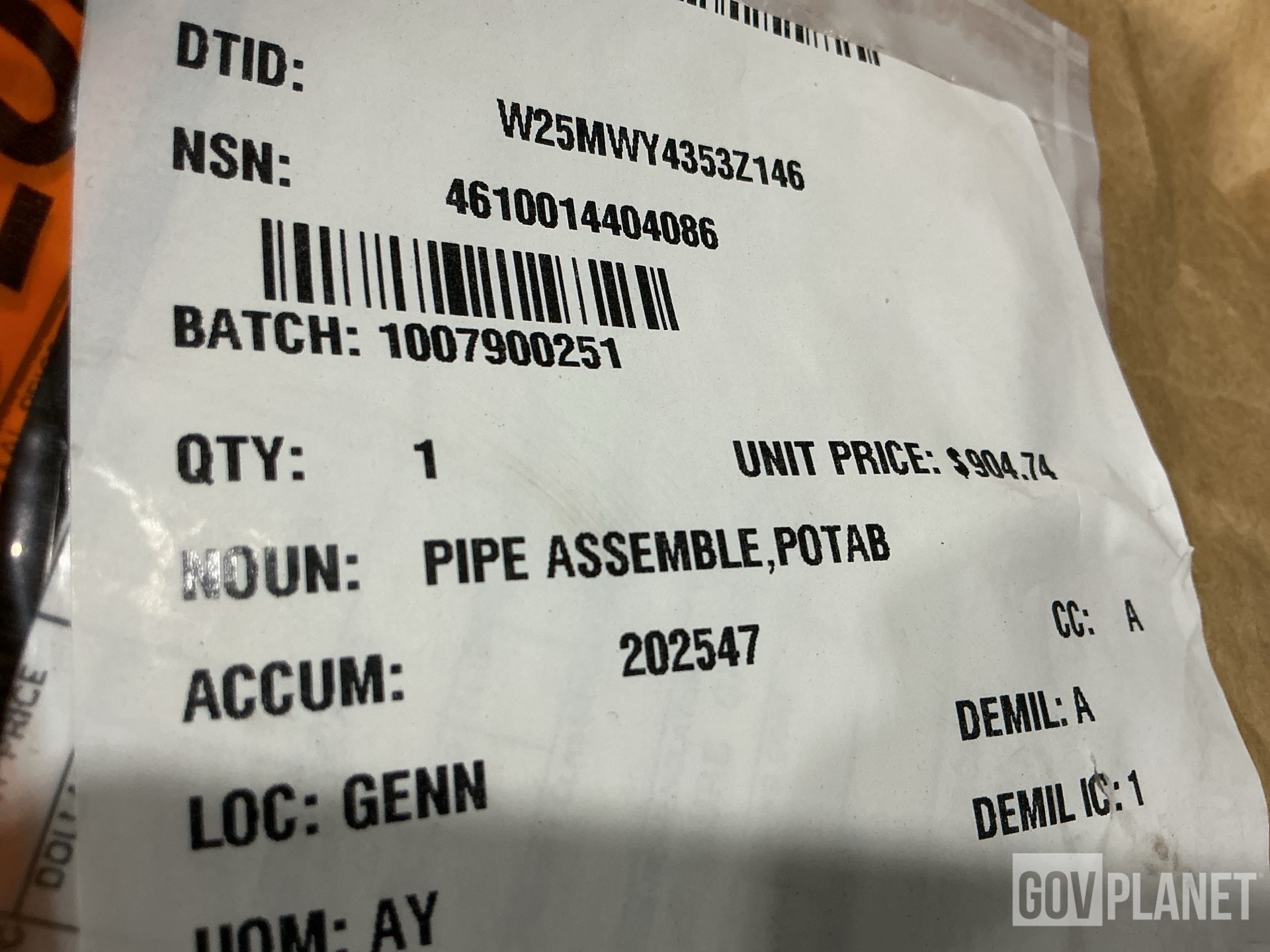 (16) Metallic Tubes, (1) Air Drier, (1) Check Valve & Assorted Items