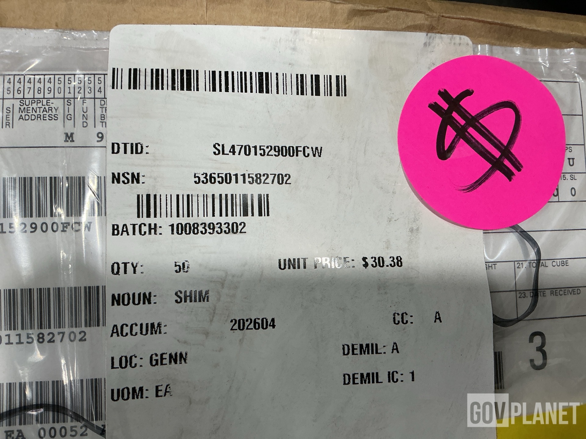 (1) Electric Motor, (169) V-Belts, (50) Shims & Assorted Items