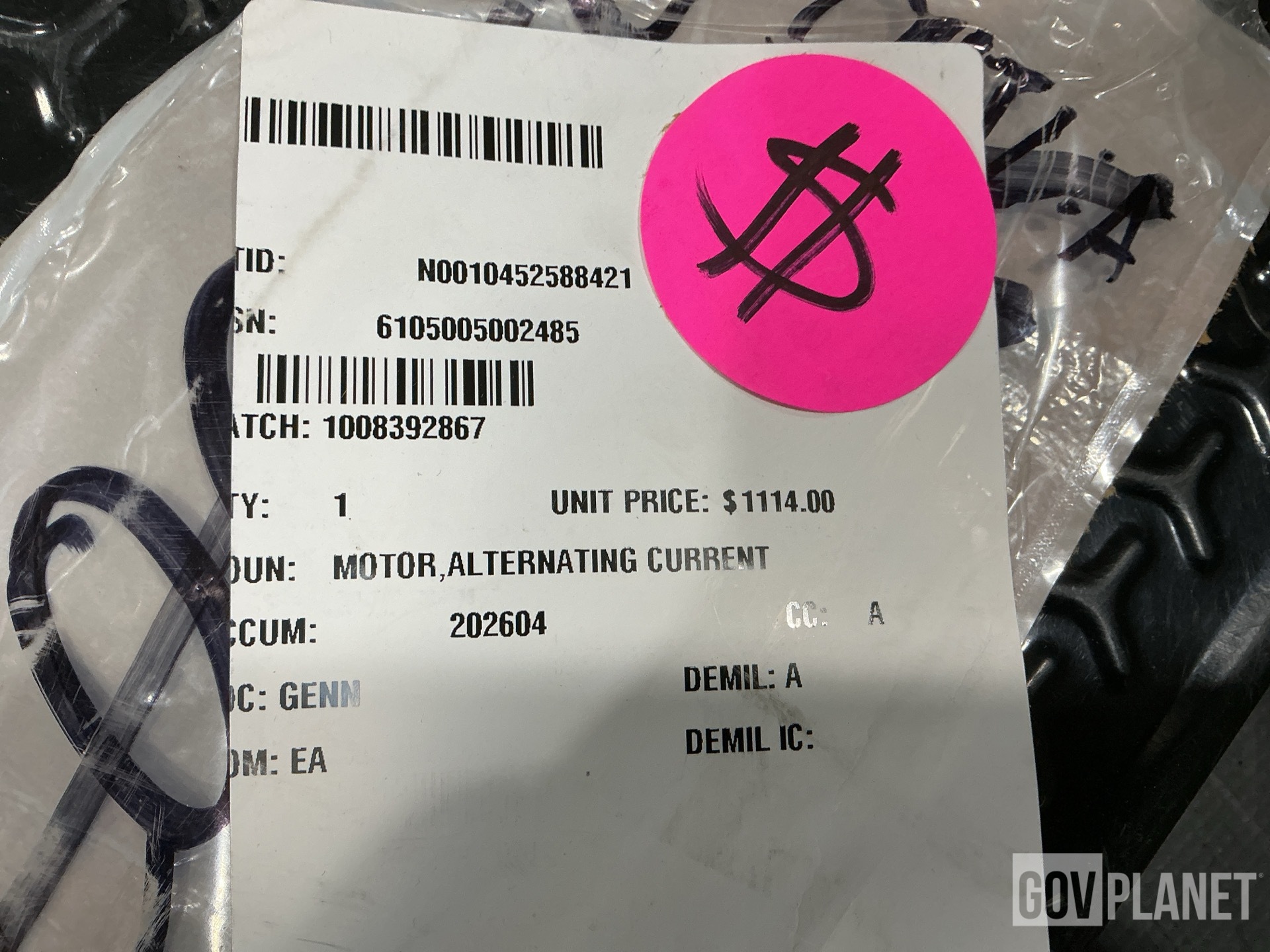 (1) Electric Motor, (169) V-Belts, (50) Shims & Assorted Items