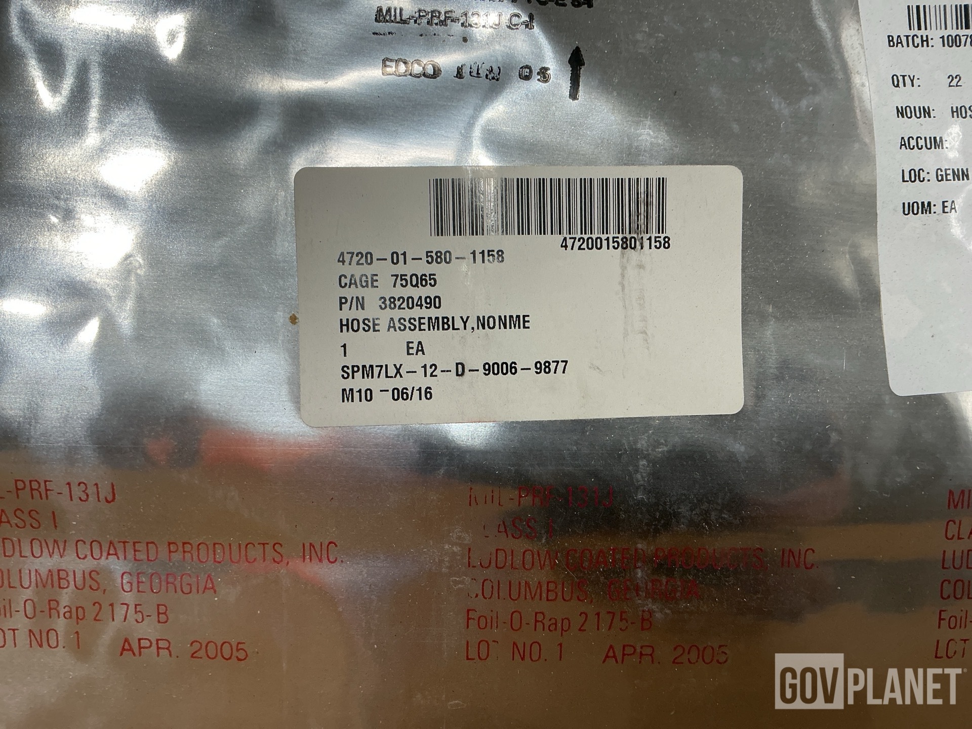 (22) Oshkosh 3820490 Non-Metallic Hose Assemblies