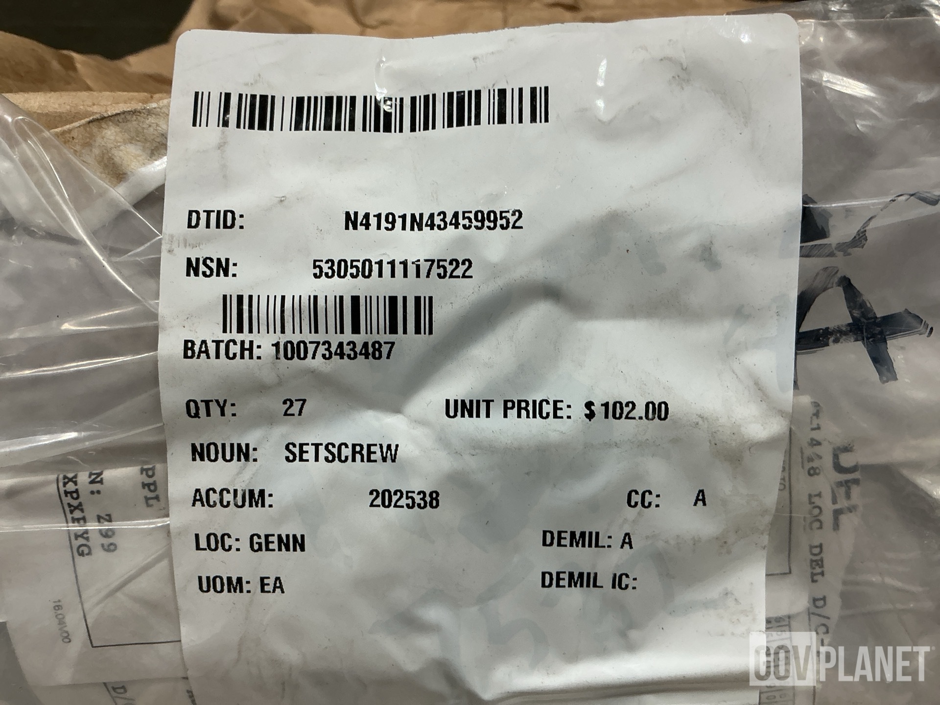 (27) Allen Tool 1230D06 ITEM 4 Set Screws