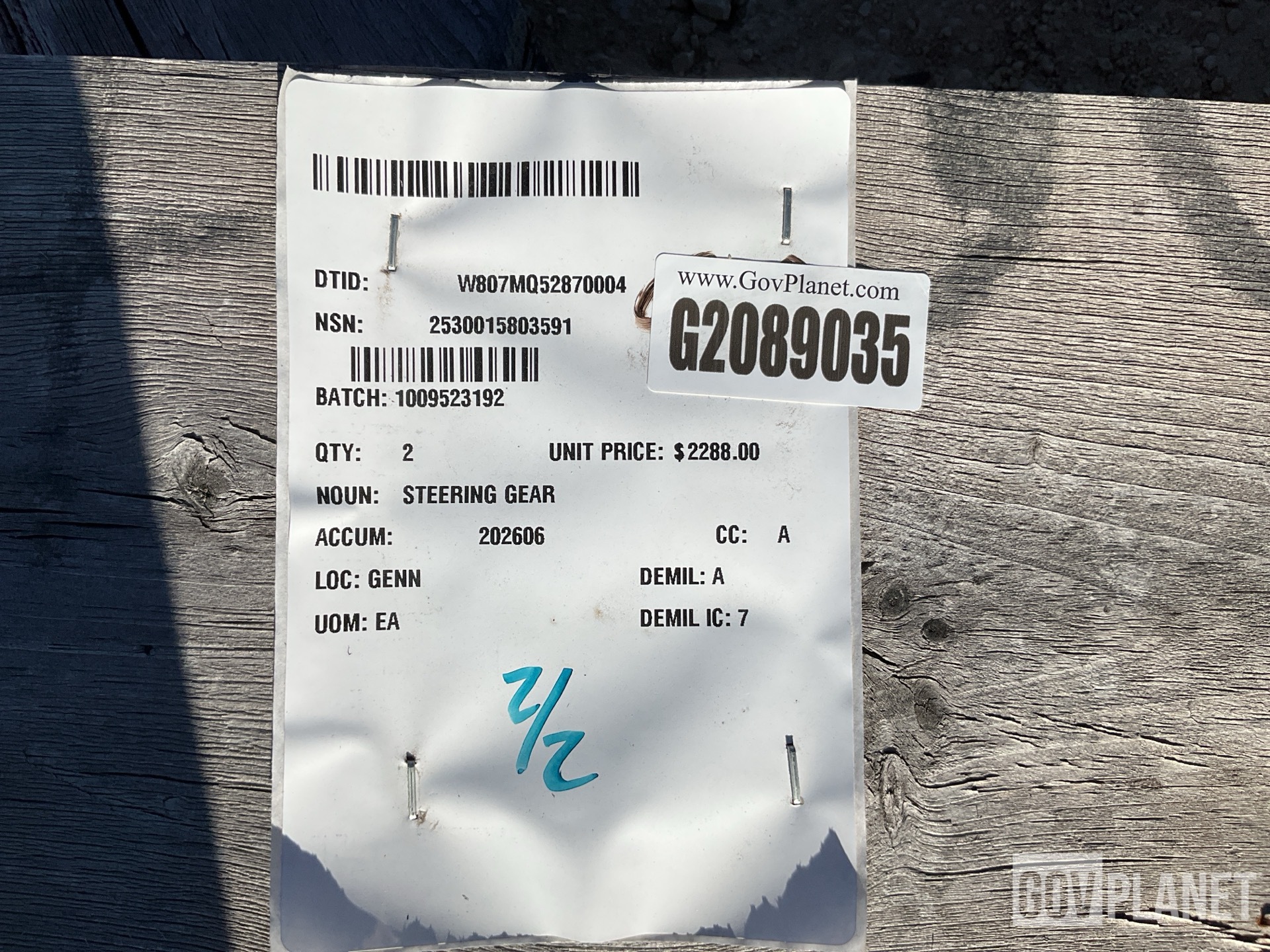 (2) Oshkosh 3847755 Steering Gears