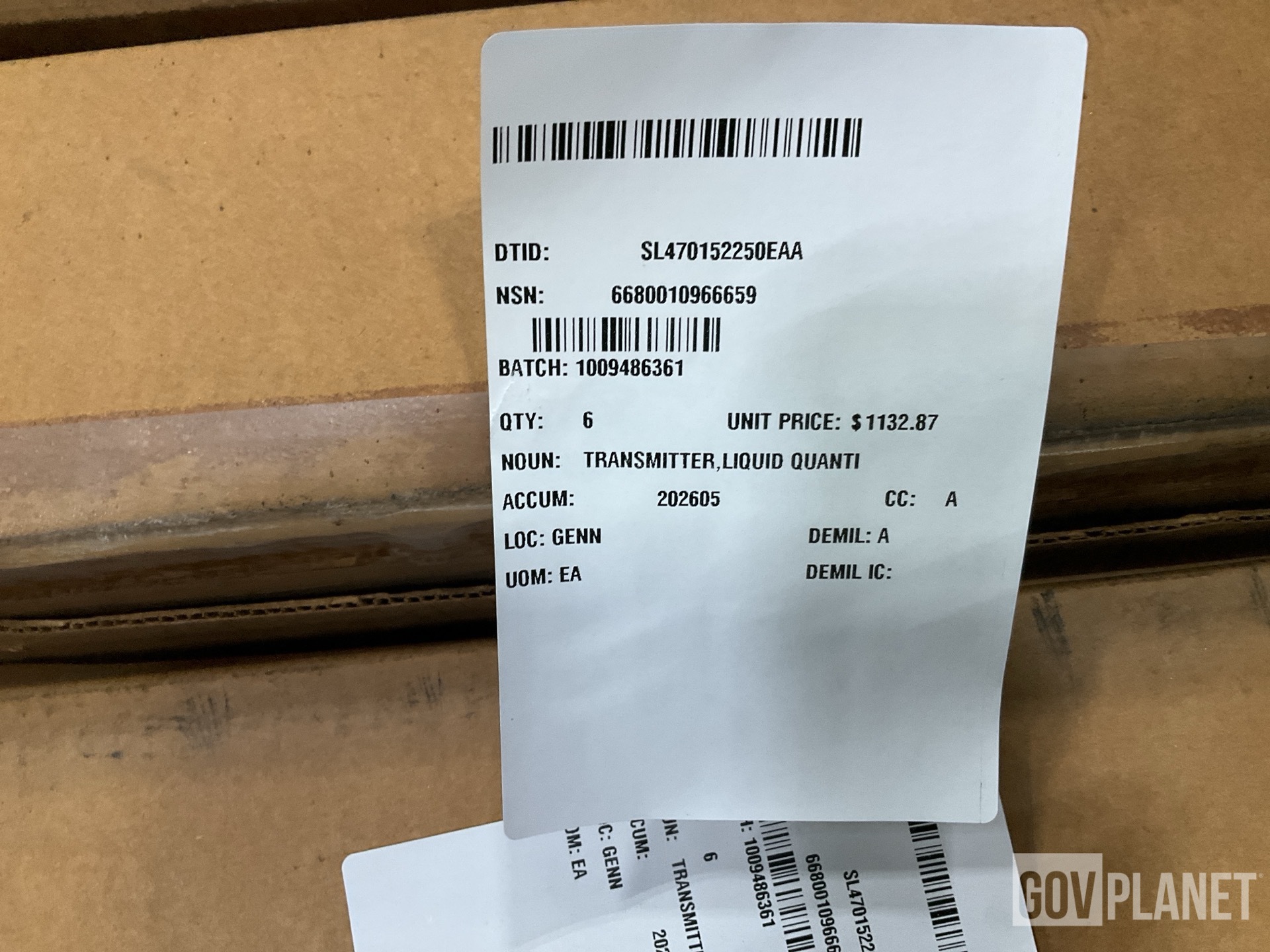 (6) Setra 44789 Liquid Quantity Transmitters