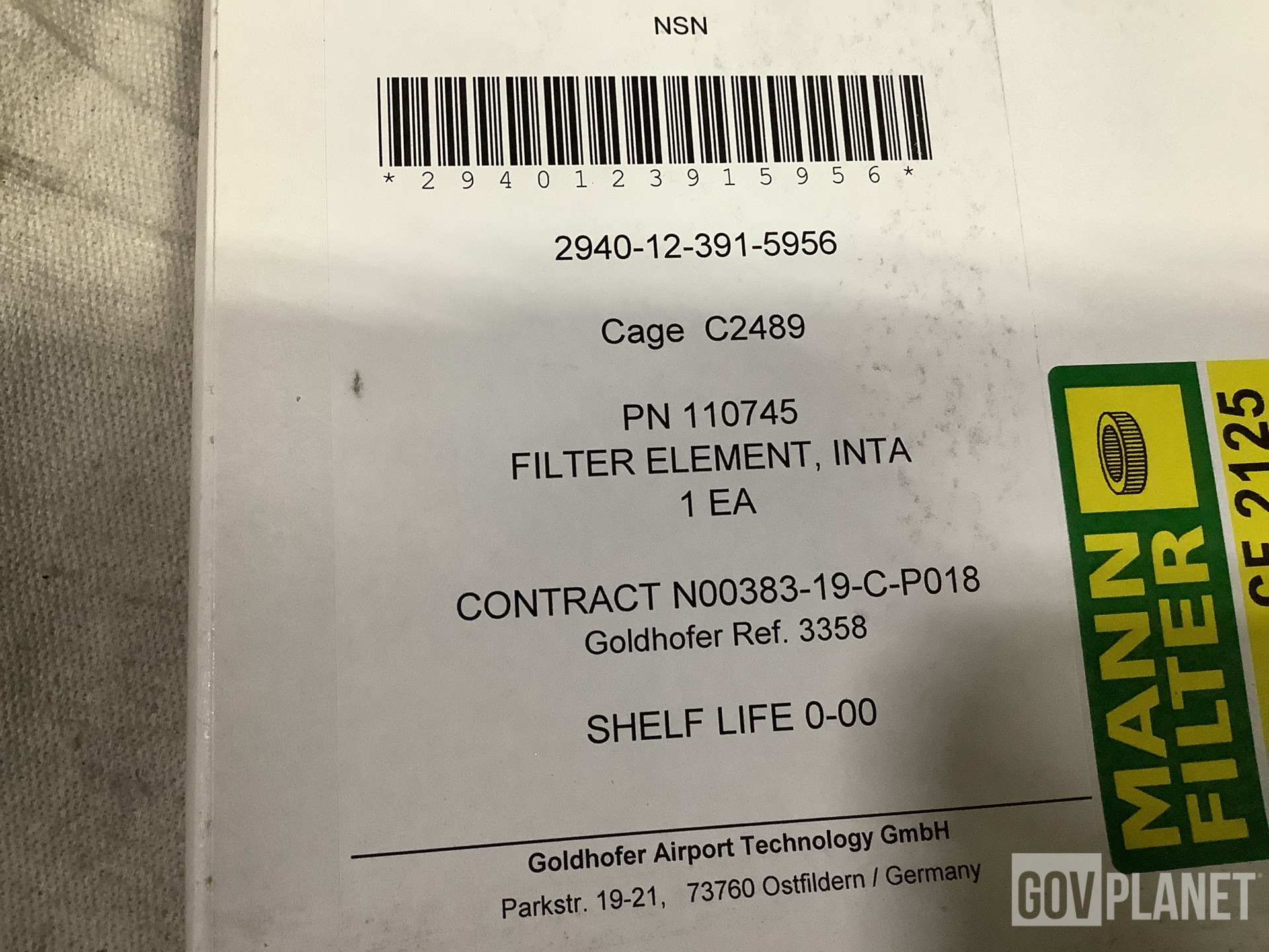 (86) Mann Filter CF2125 Air Intake Filters