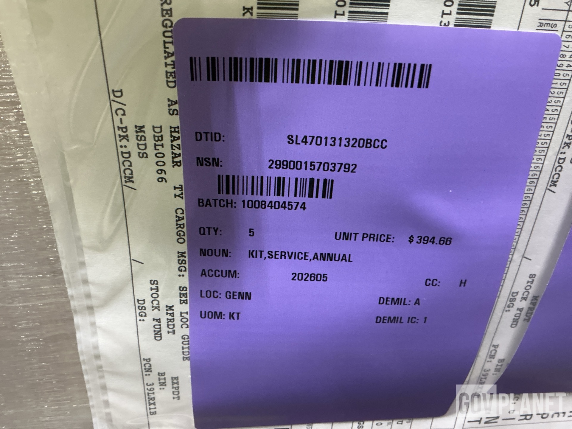 (5) General Dynamics 10034499 Annual Service Kits