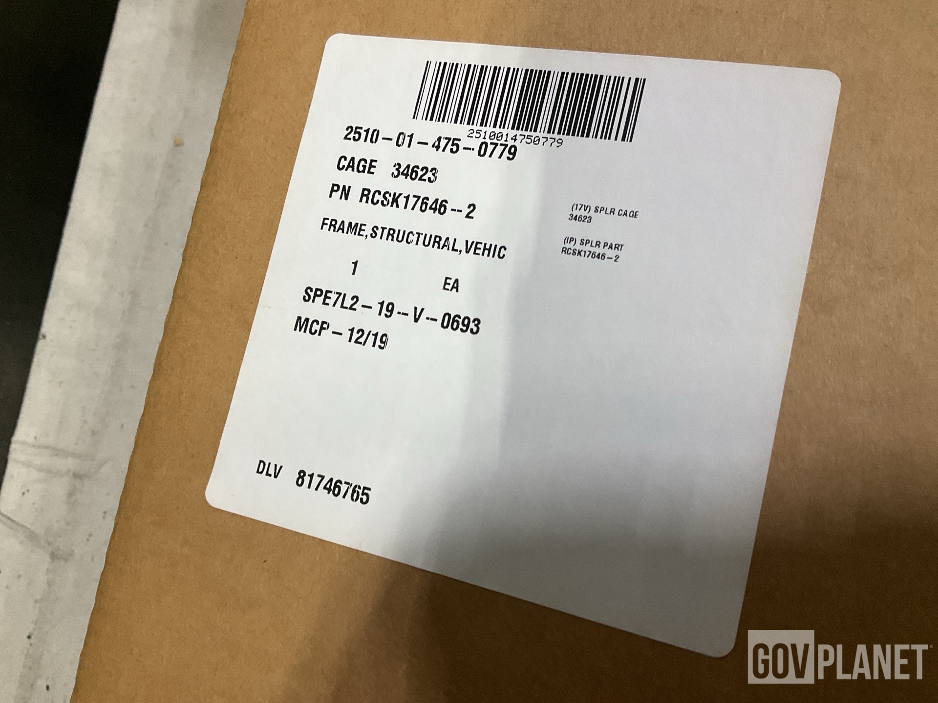 (30) AM General RCSK17646-2 Vehicular Structural Frames