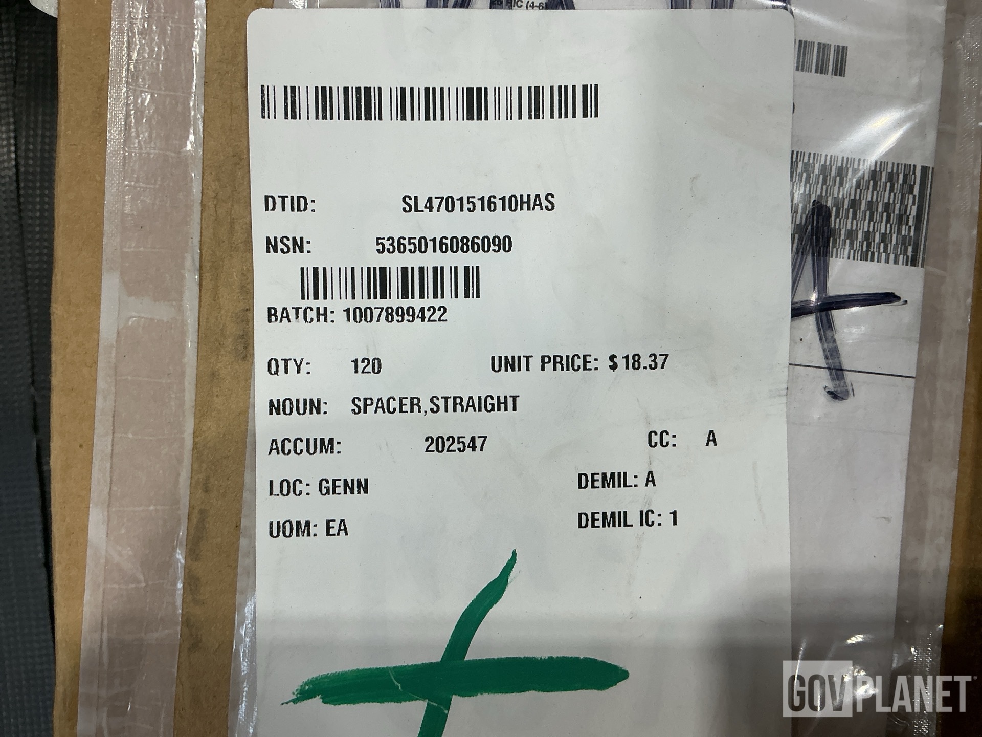 (120) Oshkosh 3854644 Straight Spacers