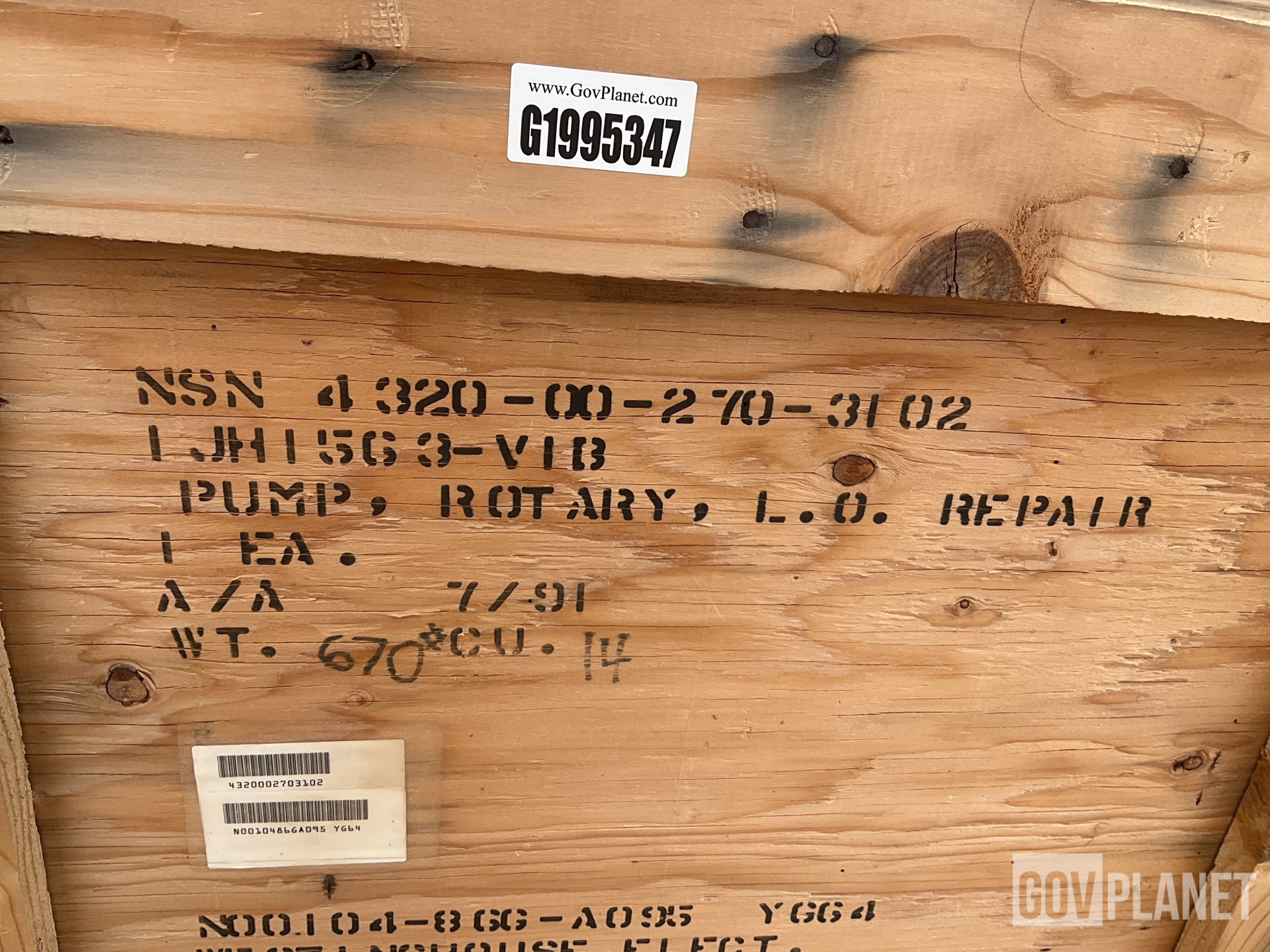 Northrop Grumman 1JH1563/V1B Rotary Pump