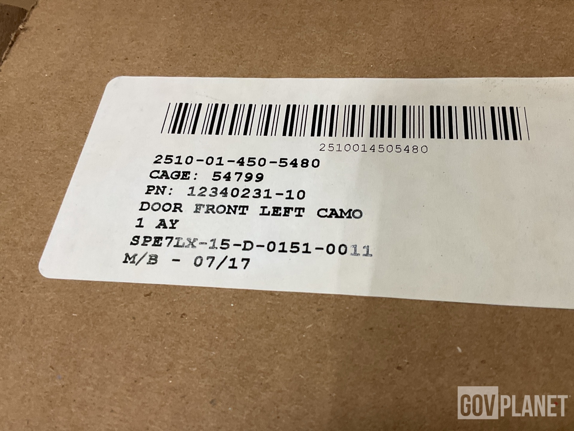 (70) Breton 12340231-10 Front Left HMMWV Doors