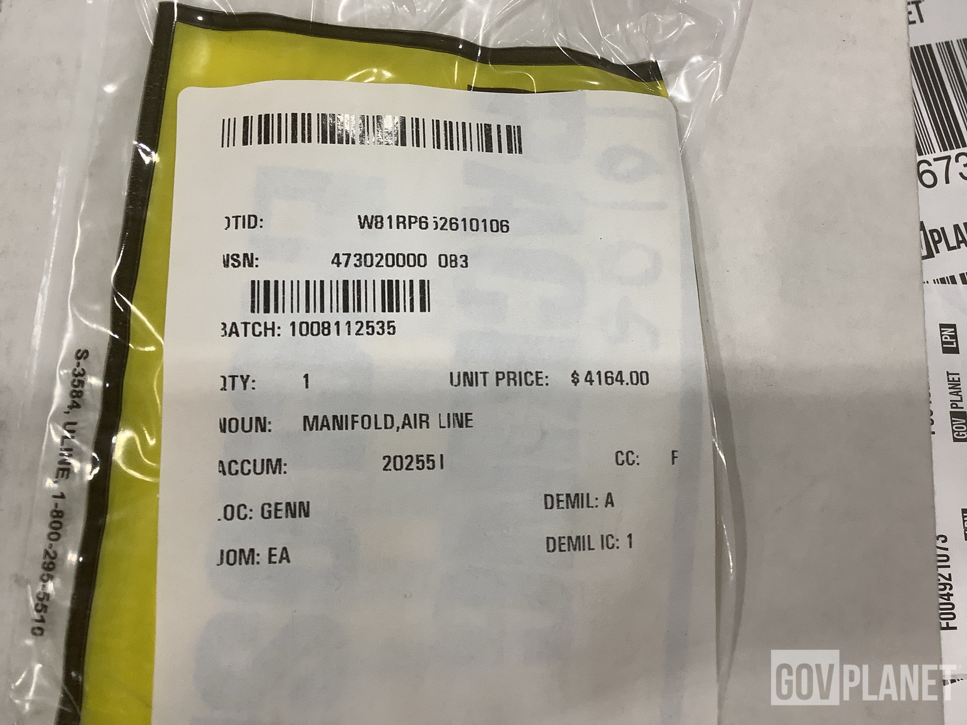 General Dynamics 10654308-011 Air Line Manifold